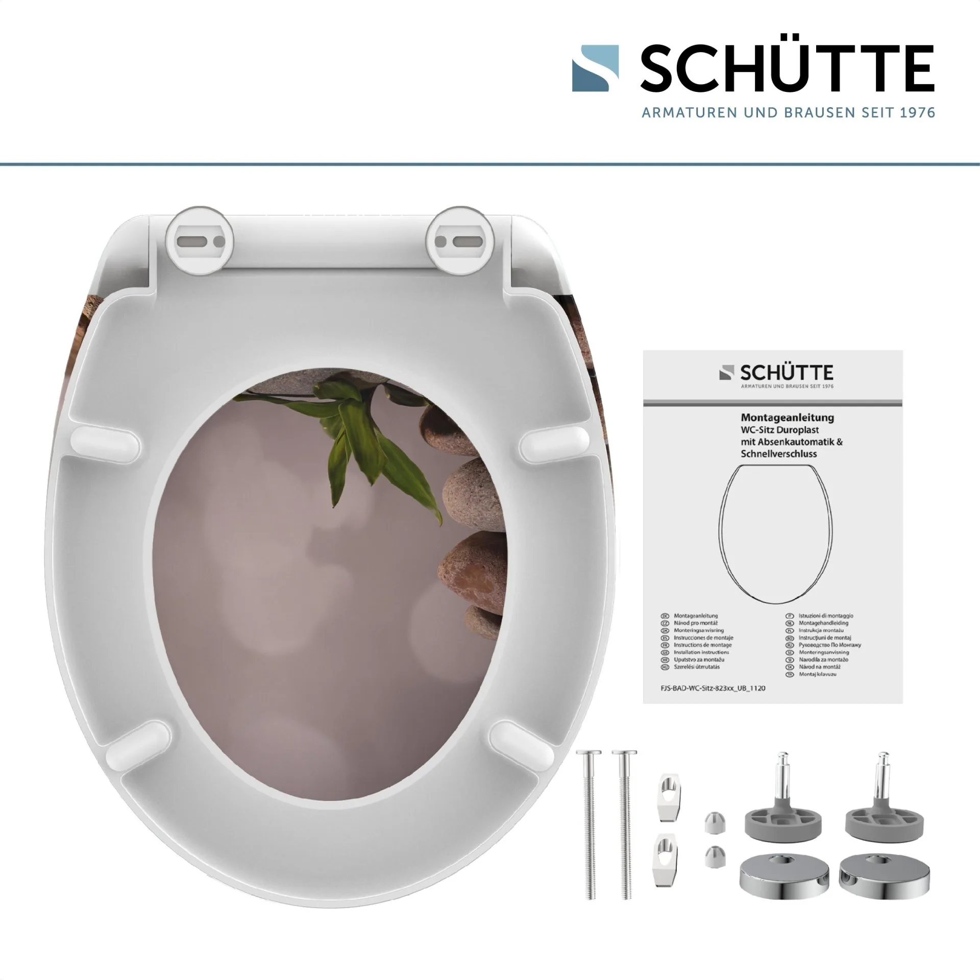 SCHÜTTE STONE PYRAMID WC-Sitz, Kunststoff, mit Absenkautomatik und Schnellverschluss
