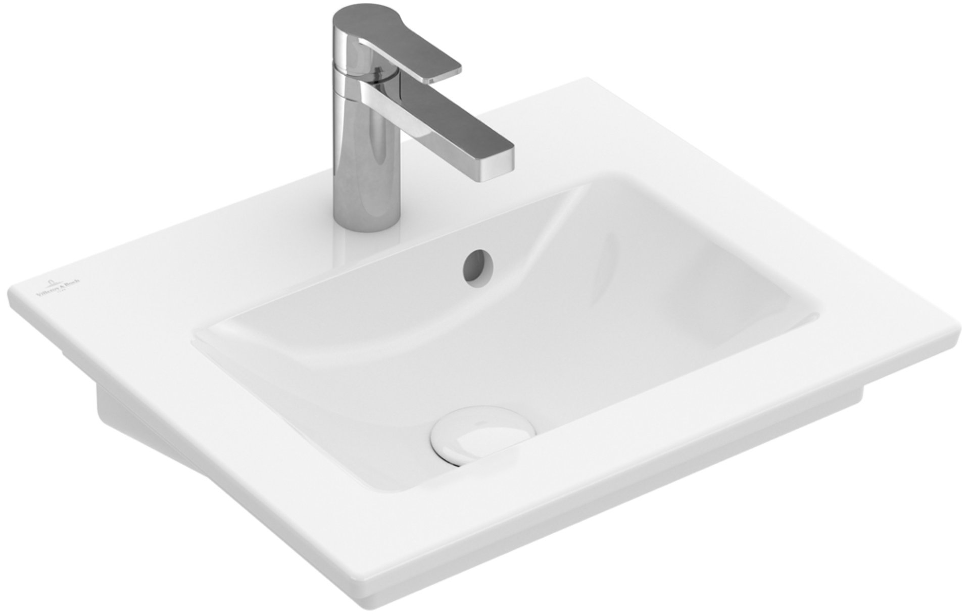 VILLEROY & BOCH VENTICELLO Waschbecken Keramik 50 cm breit, Weiß, mit Überlauf, CeramicPlus