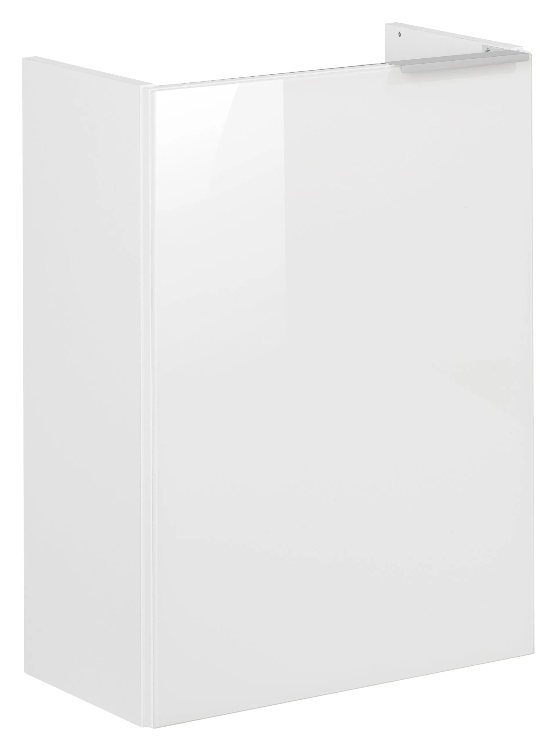 FACKELMANN SBC KARA Gäste WC Waschtisch Set 45 cm breit, Weiß, Waschbecken Glas Weiß, Türanschlag links
