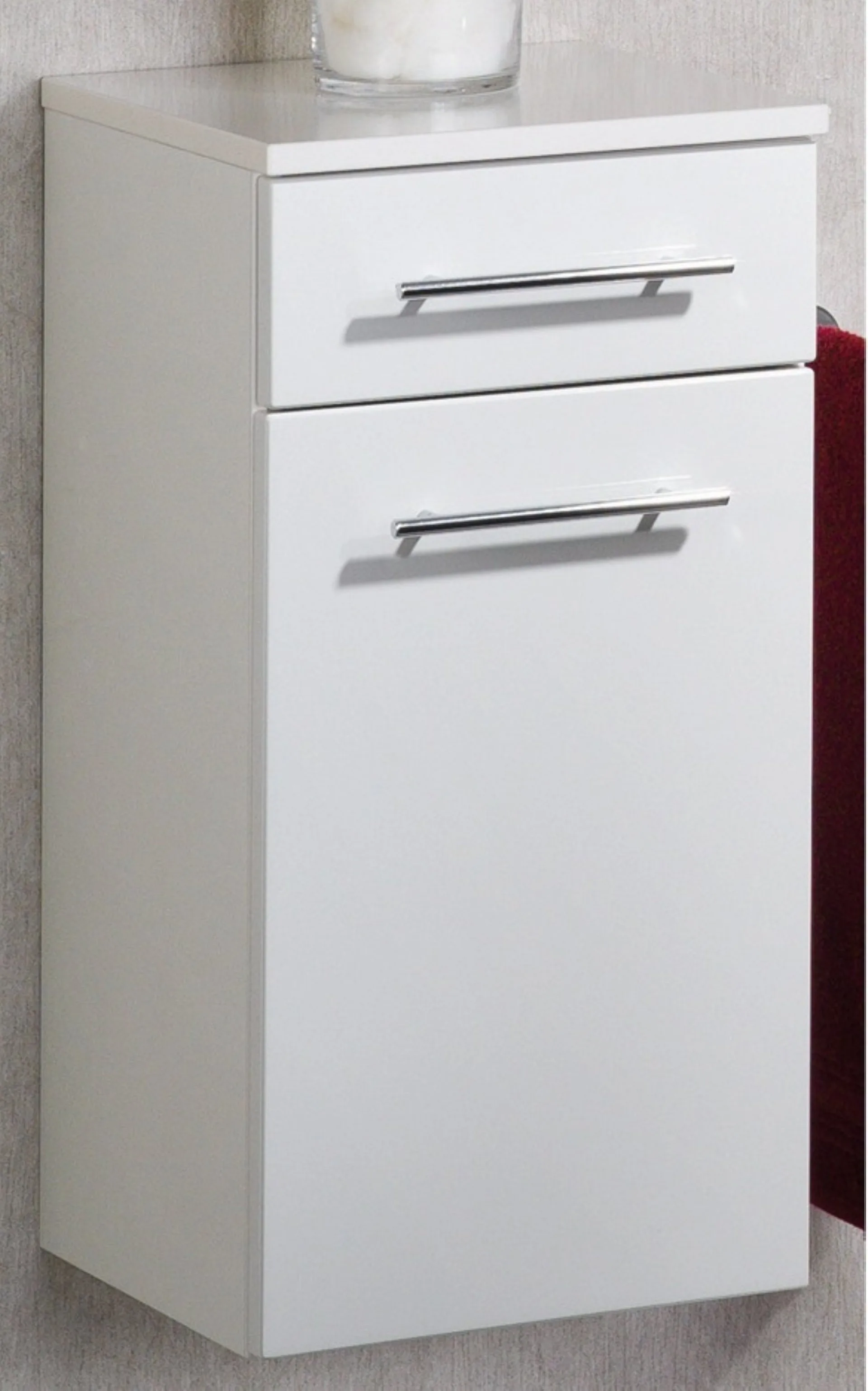 LANZET Unterschrank 30 cm breit, Weiß, Türanschlag rechts, mit Schublade