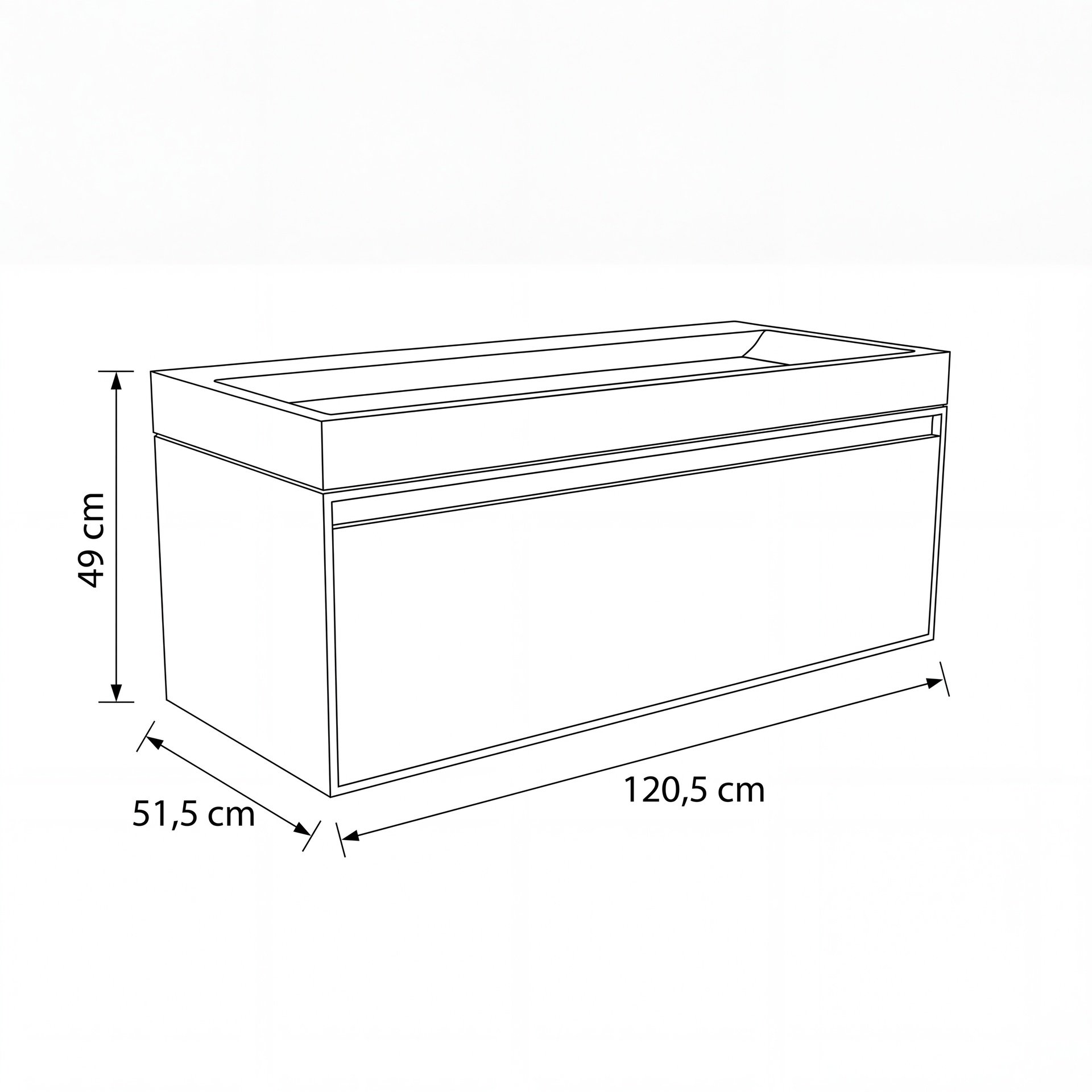 FORZALAQUA IBIZA BELLEZZA Waschbecken mit Unterschrank 120 cm breit, Braun hell, Natursteinwaschbecken Travertin matt mit Hahnloch, 1 Schublade