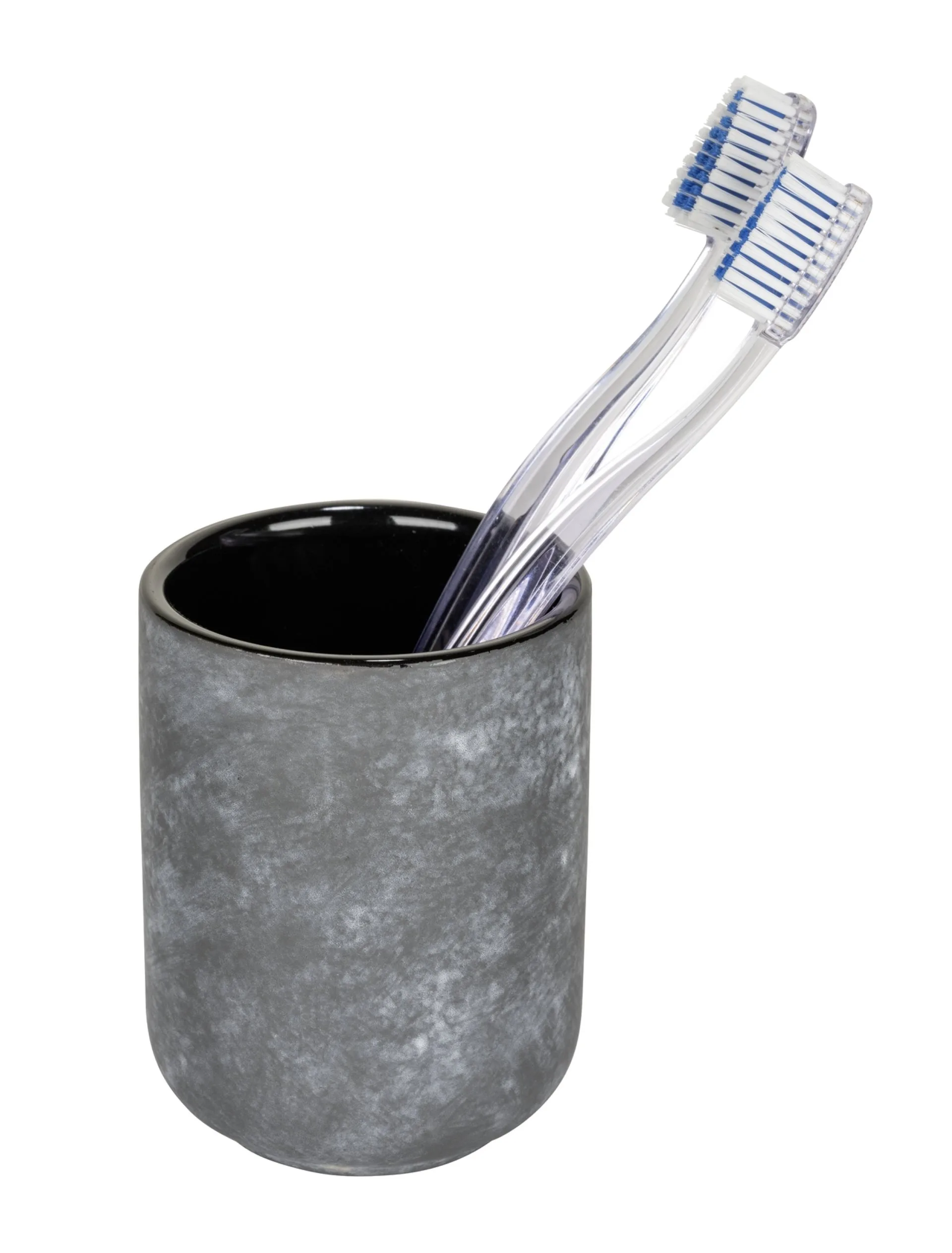WENKO SACILE Accessoire Set, Grau, Zahnputzbecher, Seifenspender, Keramik