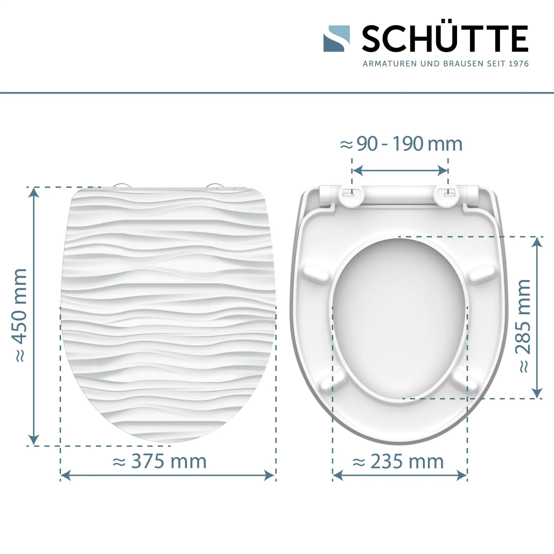 SCHÜTTE WHITE WAVE WC-Sitz, Kunststoff, mit Absenkautomatik und Schnellverschluss