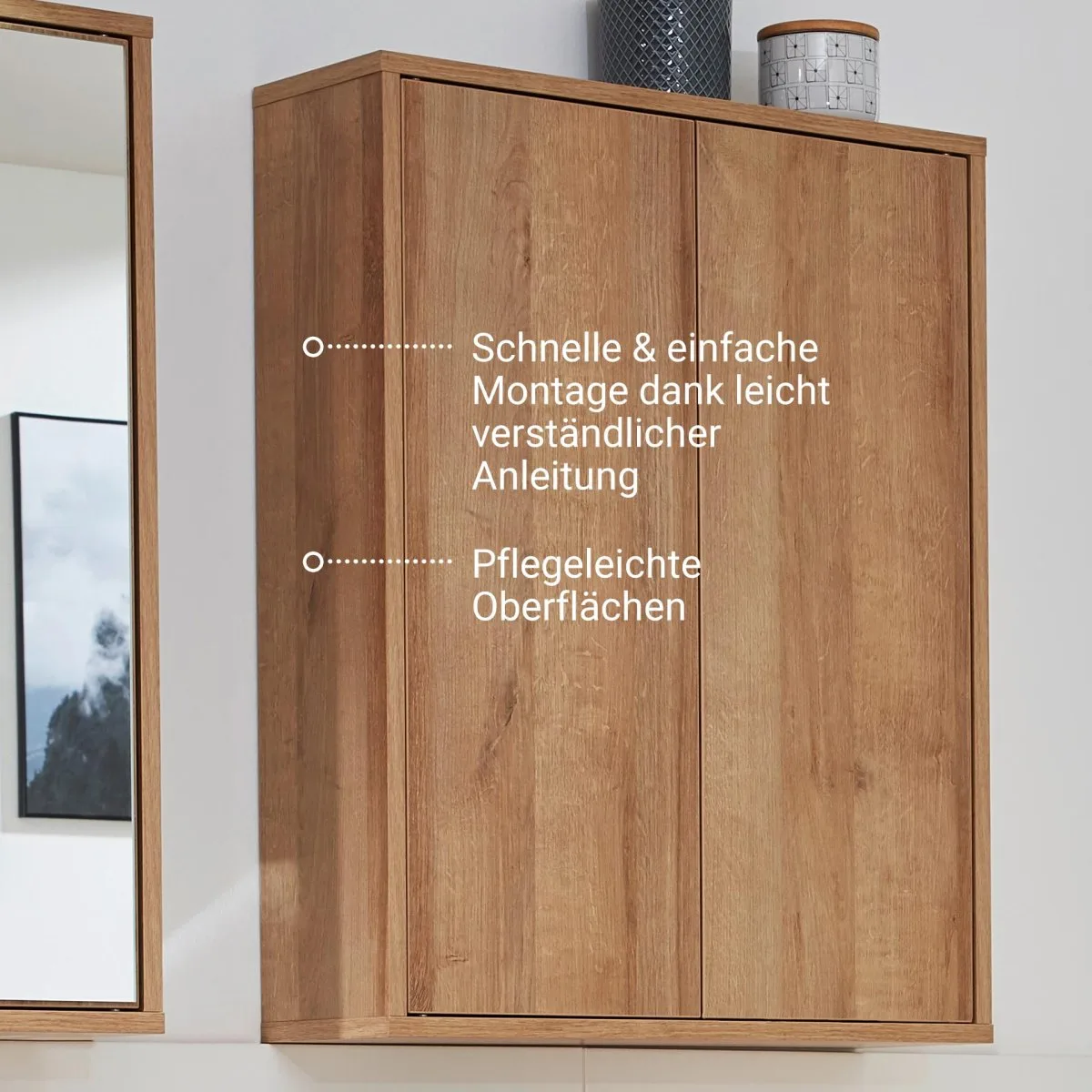 FACKELMANN FINN Doppel Hängeschrank 60 cm breit, Braun hell