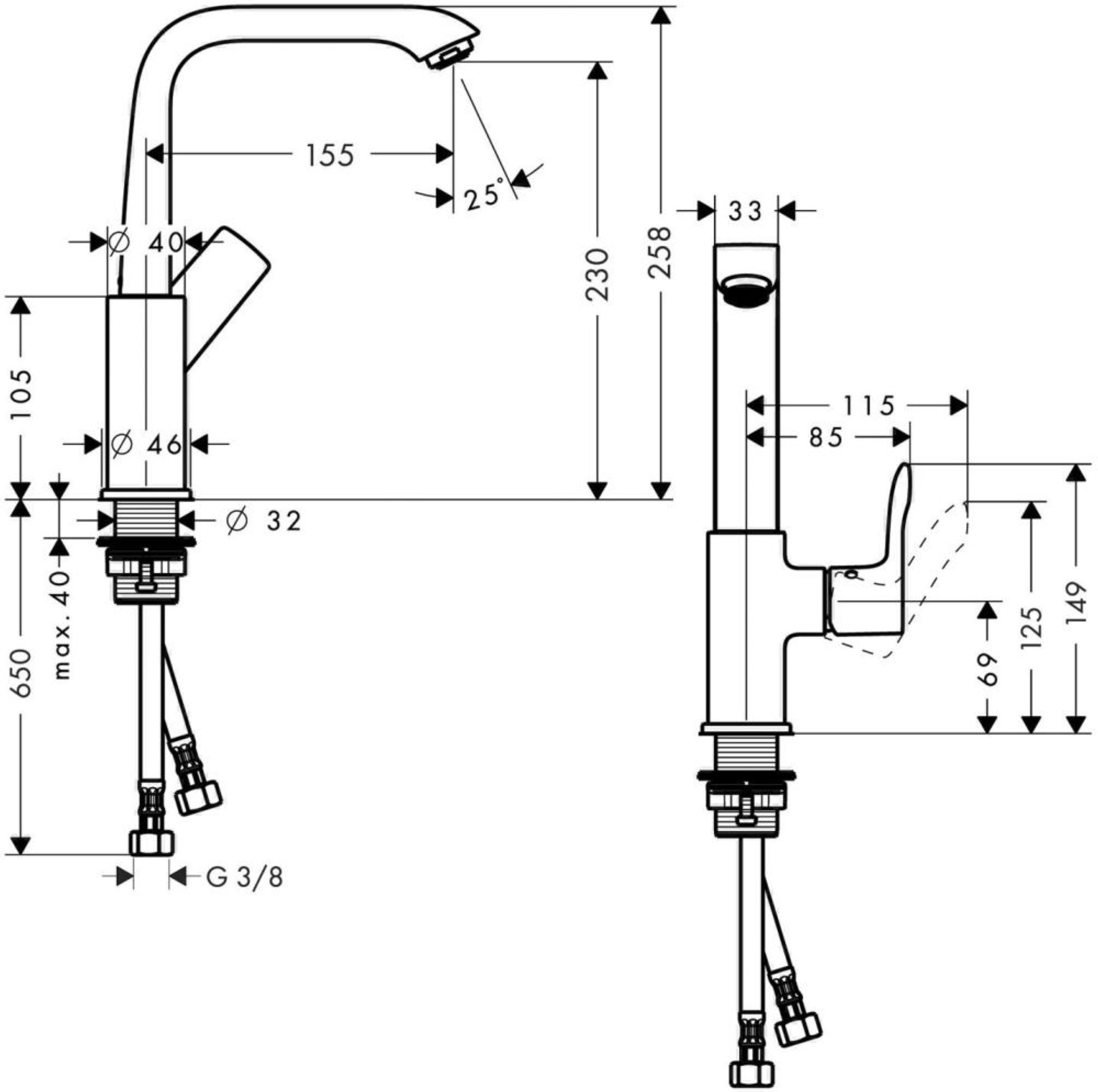 HANSGROHE METRIS 230 Waschtischarmatur, Chrom, ohne Ablaufgarnitur, schwenkbar