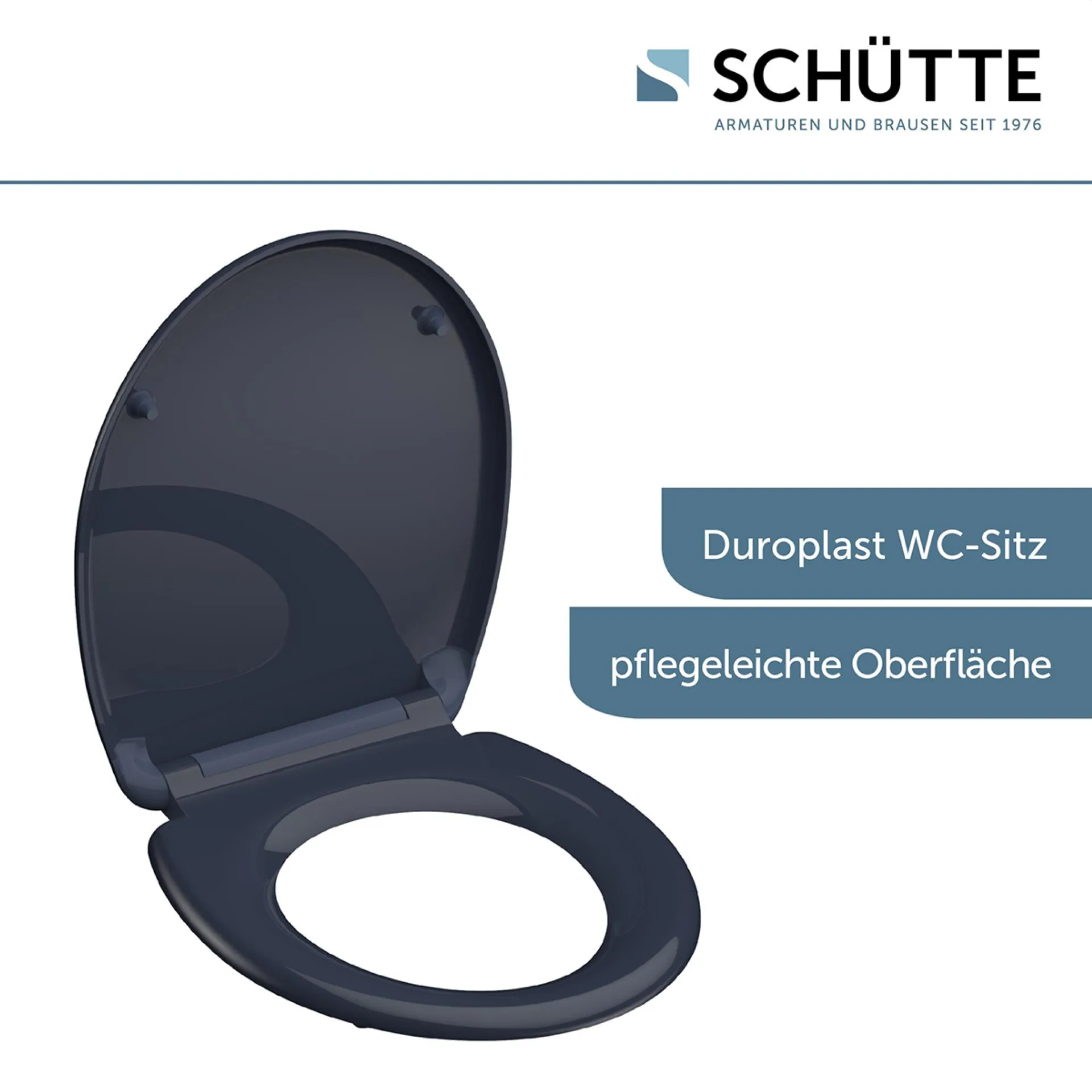Schütte ANTHRAZIT WC-Sitz, mit Absenkautomatik und Schnellverschluss, Duroplast