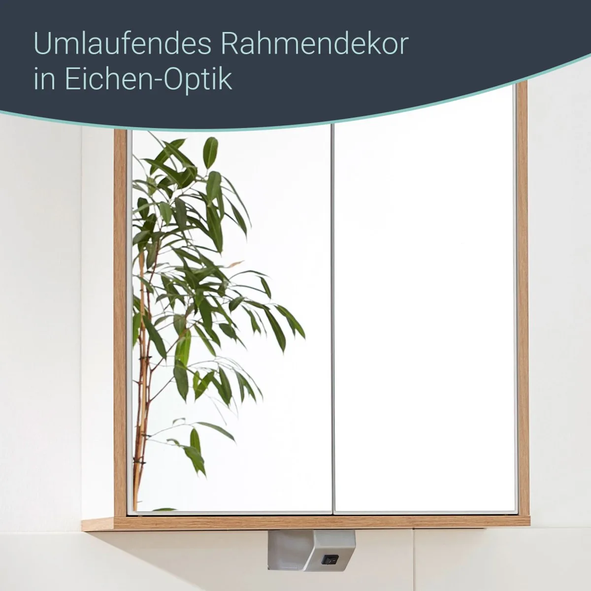 FACKELMANN FINN Spiegelschrank 60 cm breit, Weiß/Braun hell