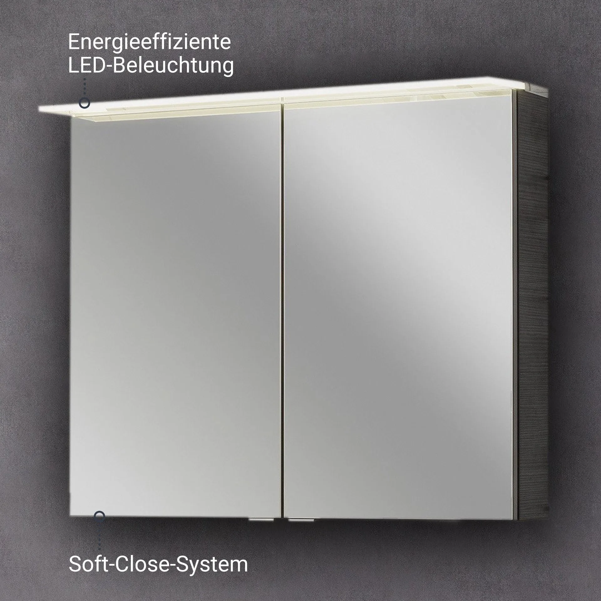 Fackelmann B.PERFEKT LED Spiegelschrank 80 cm breit, Anthrazit