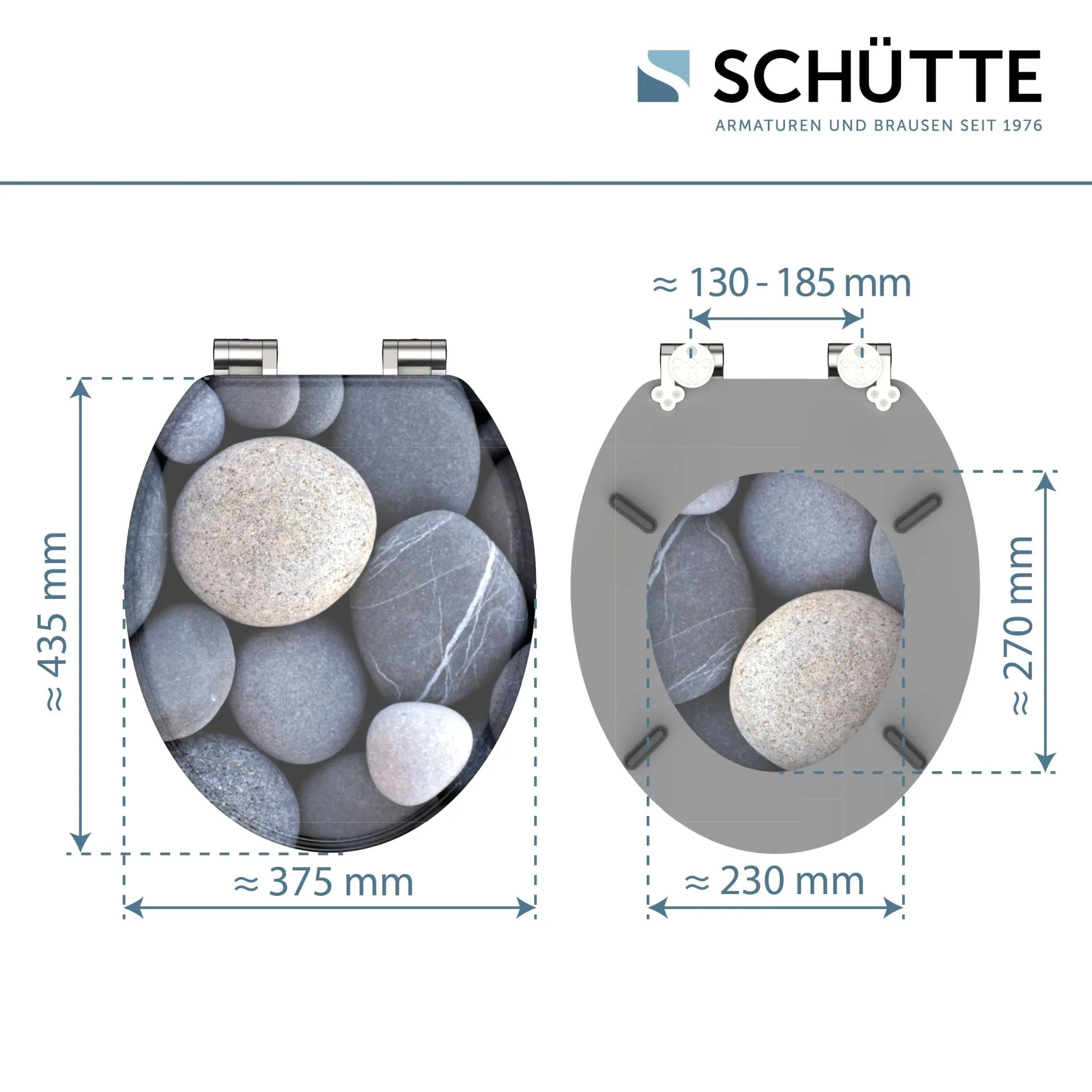 SCHÜTTE GREY STONES WC-Sitz, Grau, MDF, mit Absenkautomatik