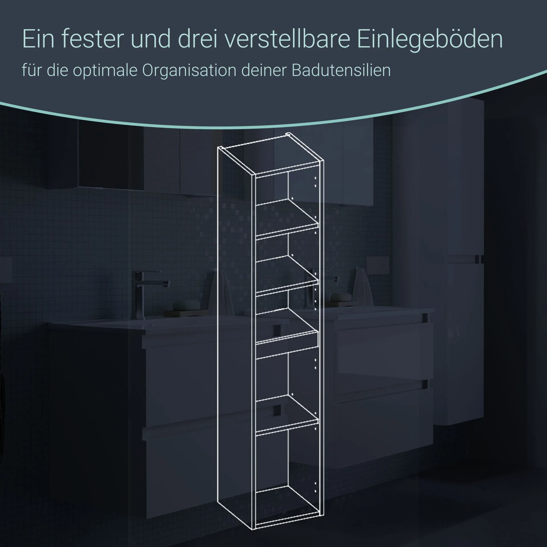 BADEDU GERS Hochschrank 30 cm breit, Weiß