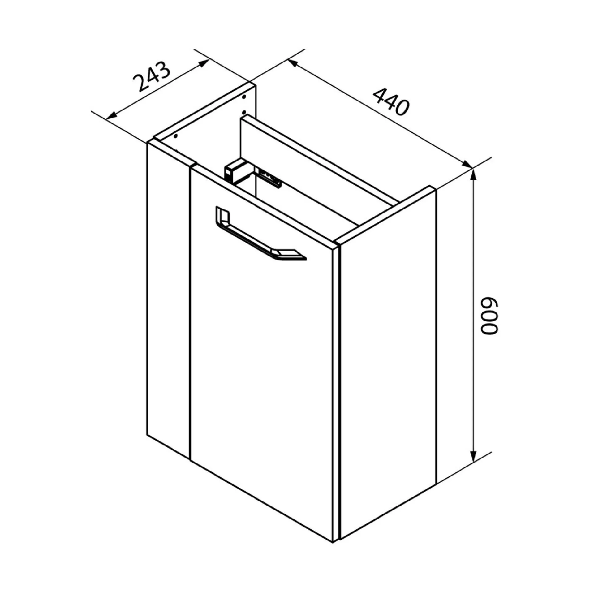 FACKELMANN SBC B.CLEVER Waschbeckenunterschrank Gäste WC 45 cm breit, Braun hell, Türanschlag rechts