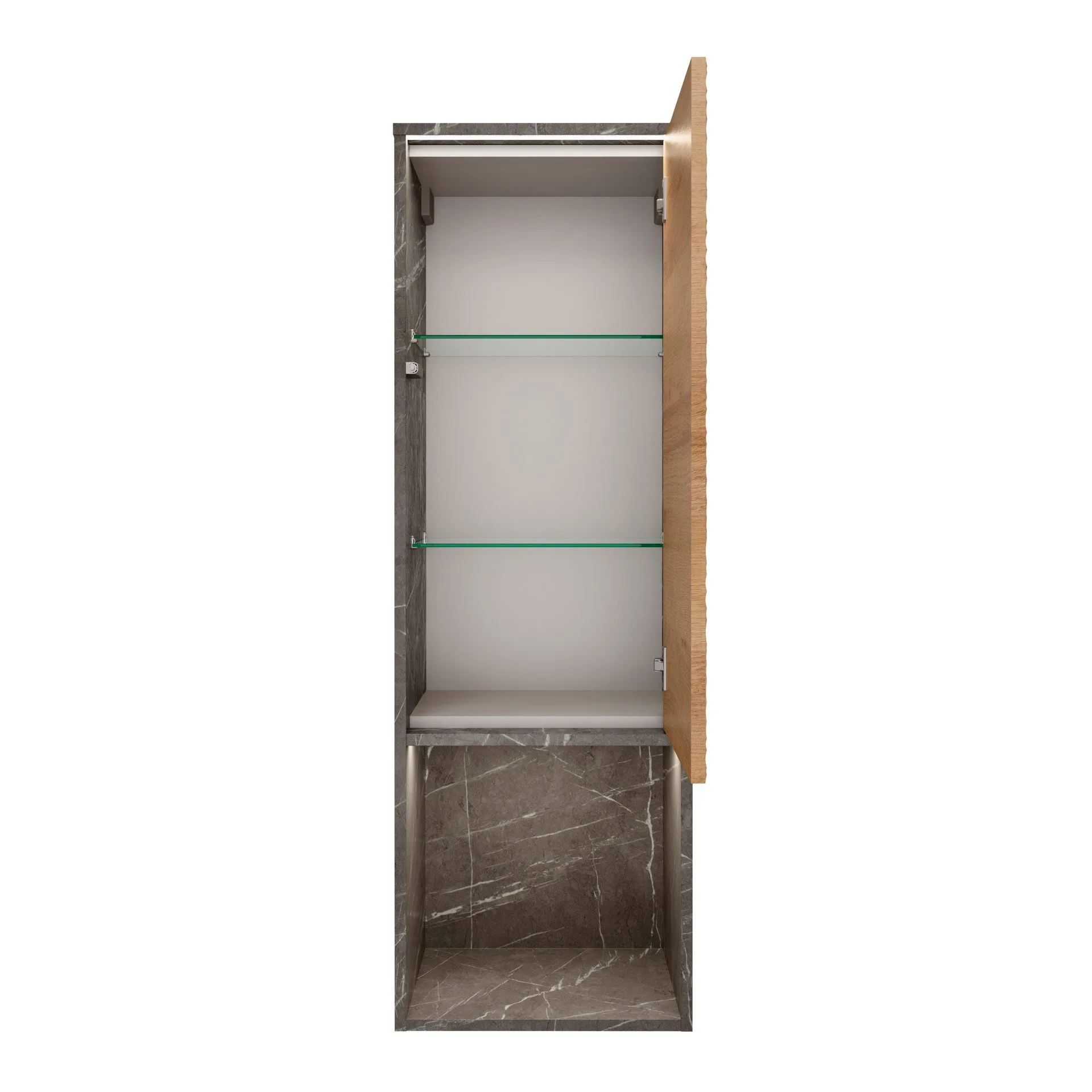 LANZET DUNE Midischrank 40,3 cm breit, Braun hell/Marmor Grau, inkl. LED Beleuchtung