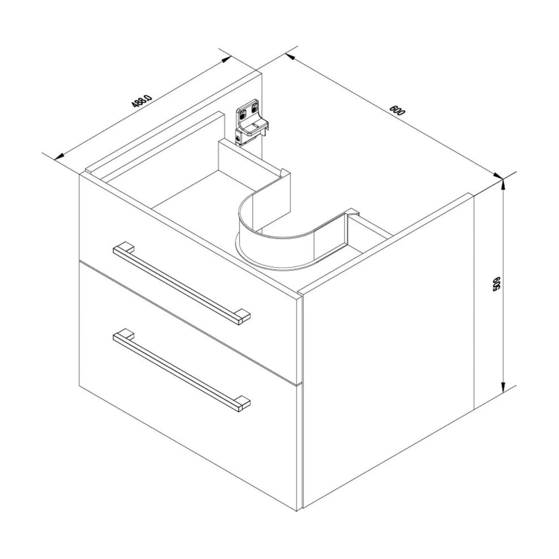 FACKELMANN OXFORD Badmöbel Set 4-teilig 60 cm breit, Braun hell, Aufsatzwaschbecken Keramik Weiß + Waschtischplatte + LED Spiegelschrank
