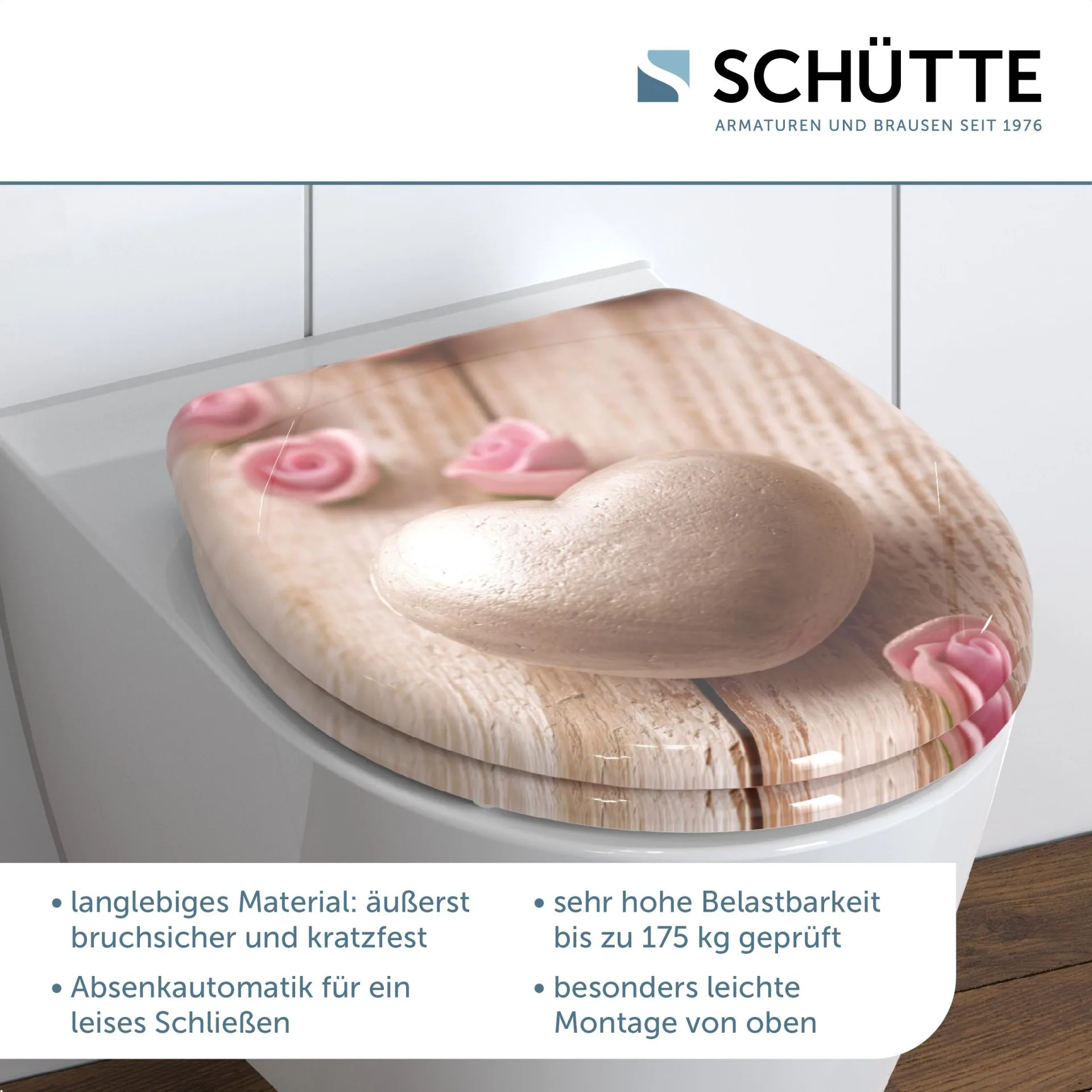 SCHÜTTE ROMANTIC WC-Sitz, Kunststoff, mit Absenkautomatik und Schnellverschluss