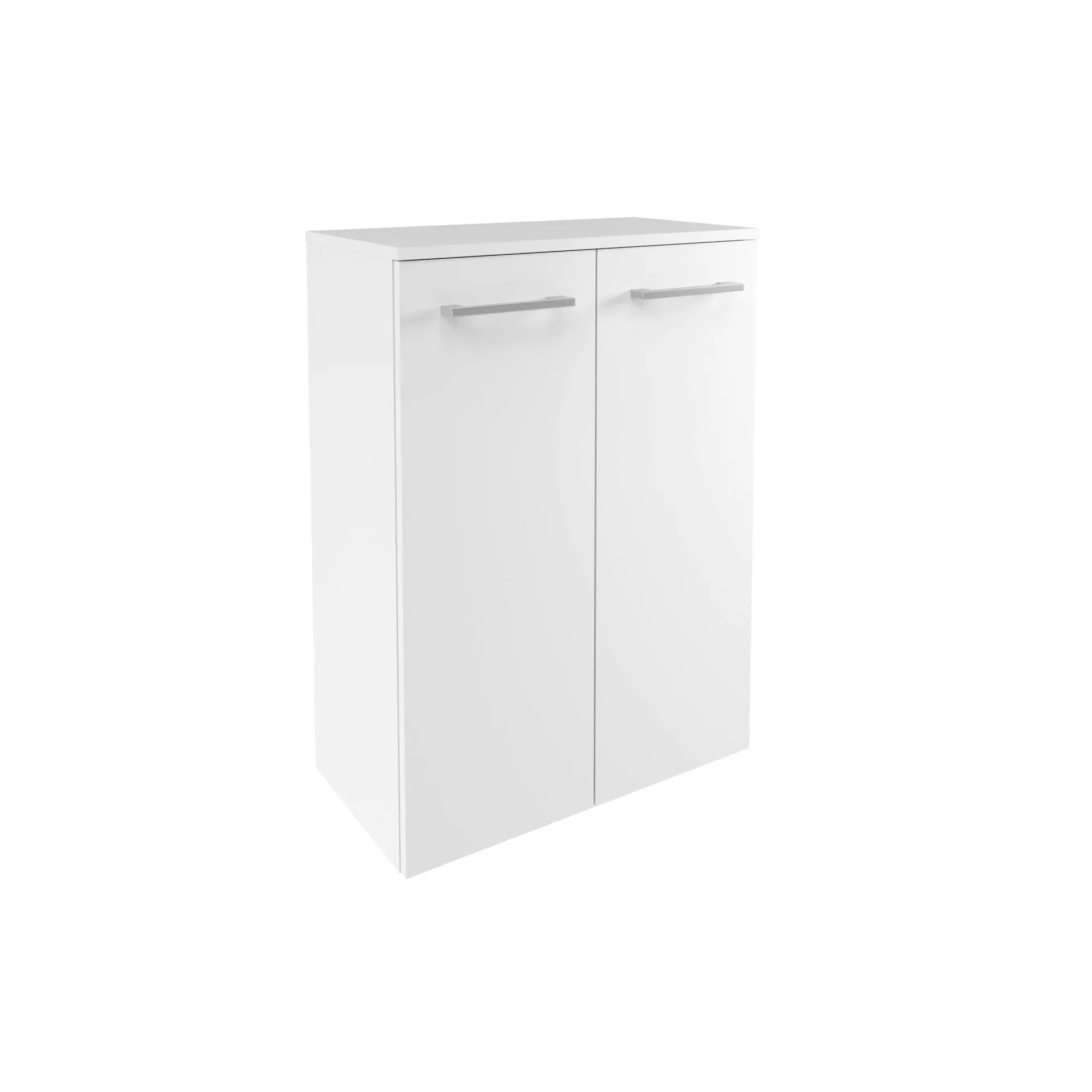 FACKELMANN VERONA Doppel Midischrank 60 cm breit, Weiß Hochglanz, mit Wäschekorb