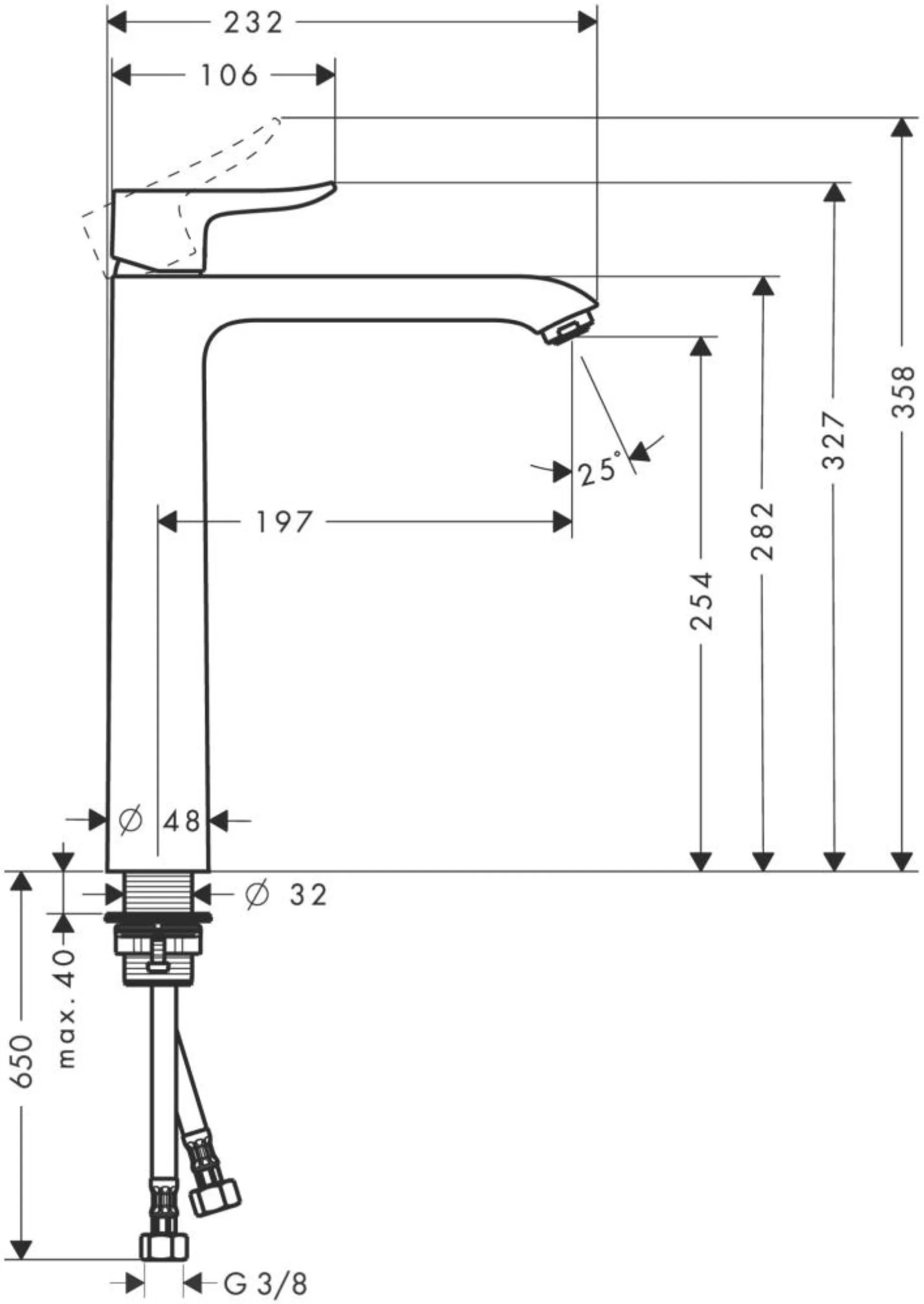 HANSGROHE METRIS 260 Waschtischarmatur, Chrom, ohne Ablaufgarnitur
