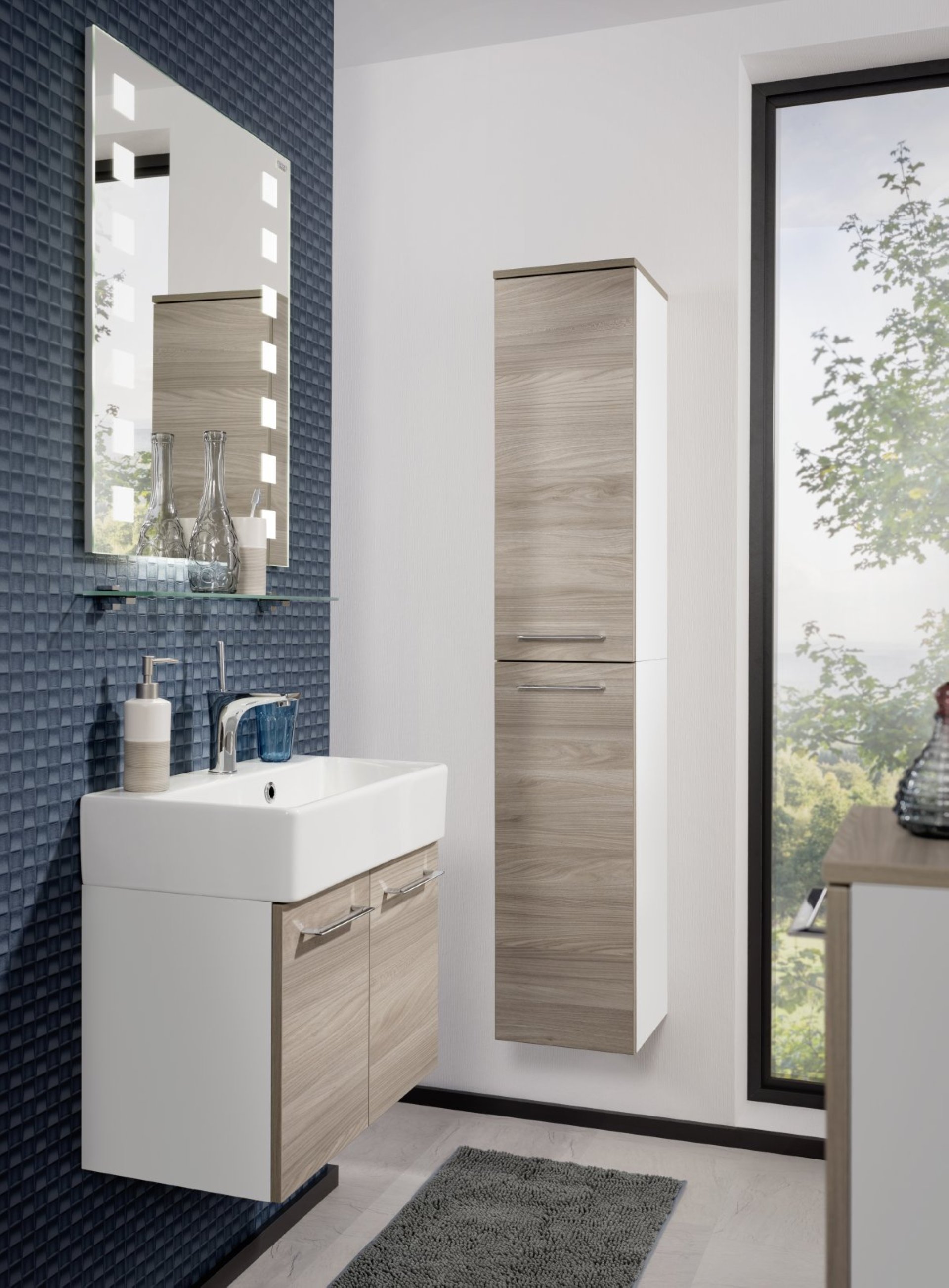 Fackelmann LIMA Hochschrank 30 cm, Weiß/Braun