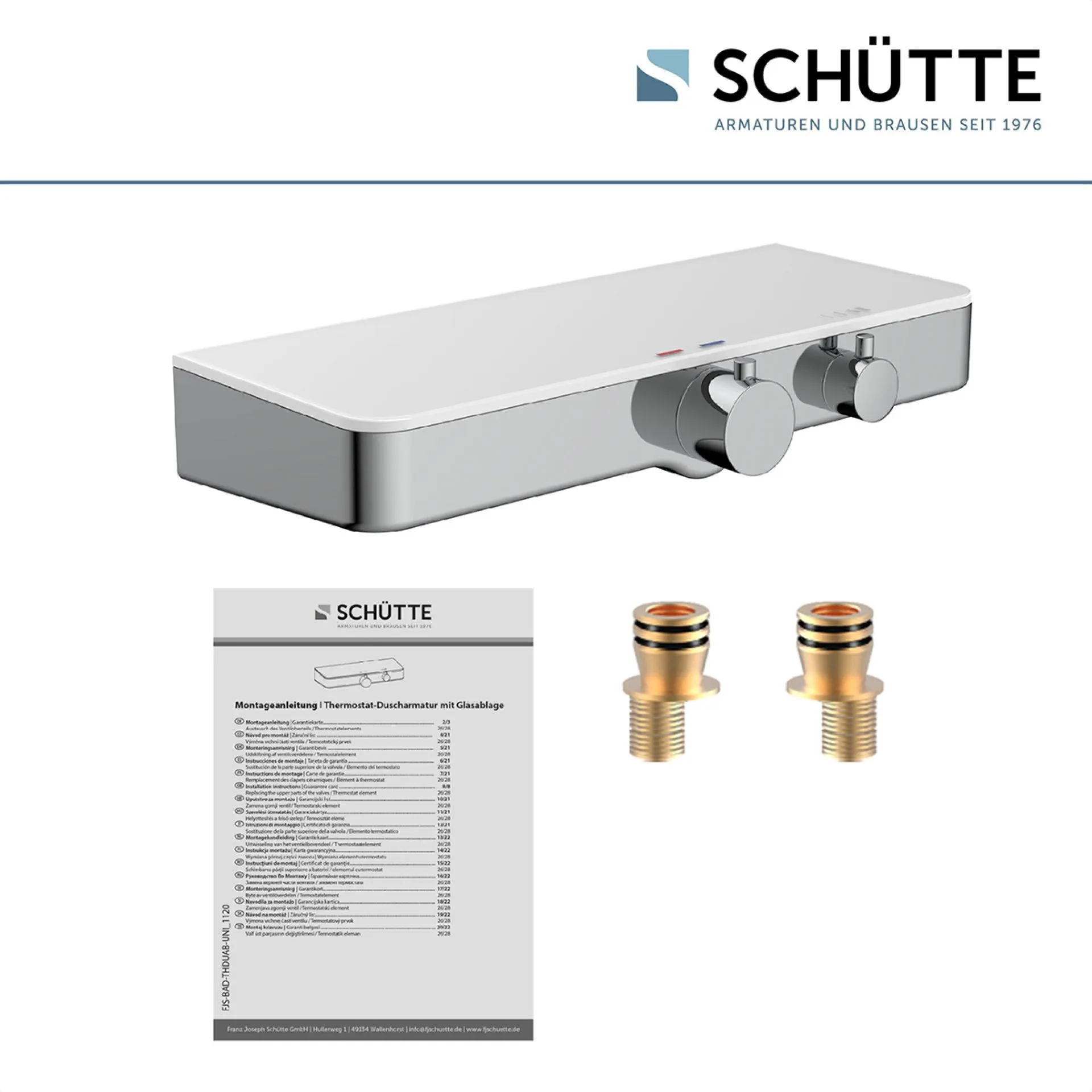 Schütte OCEAN Thermostat Duscharmatur, Chrom/Weiß, mit Ablage