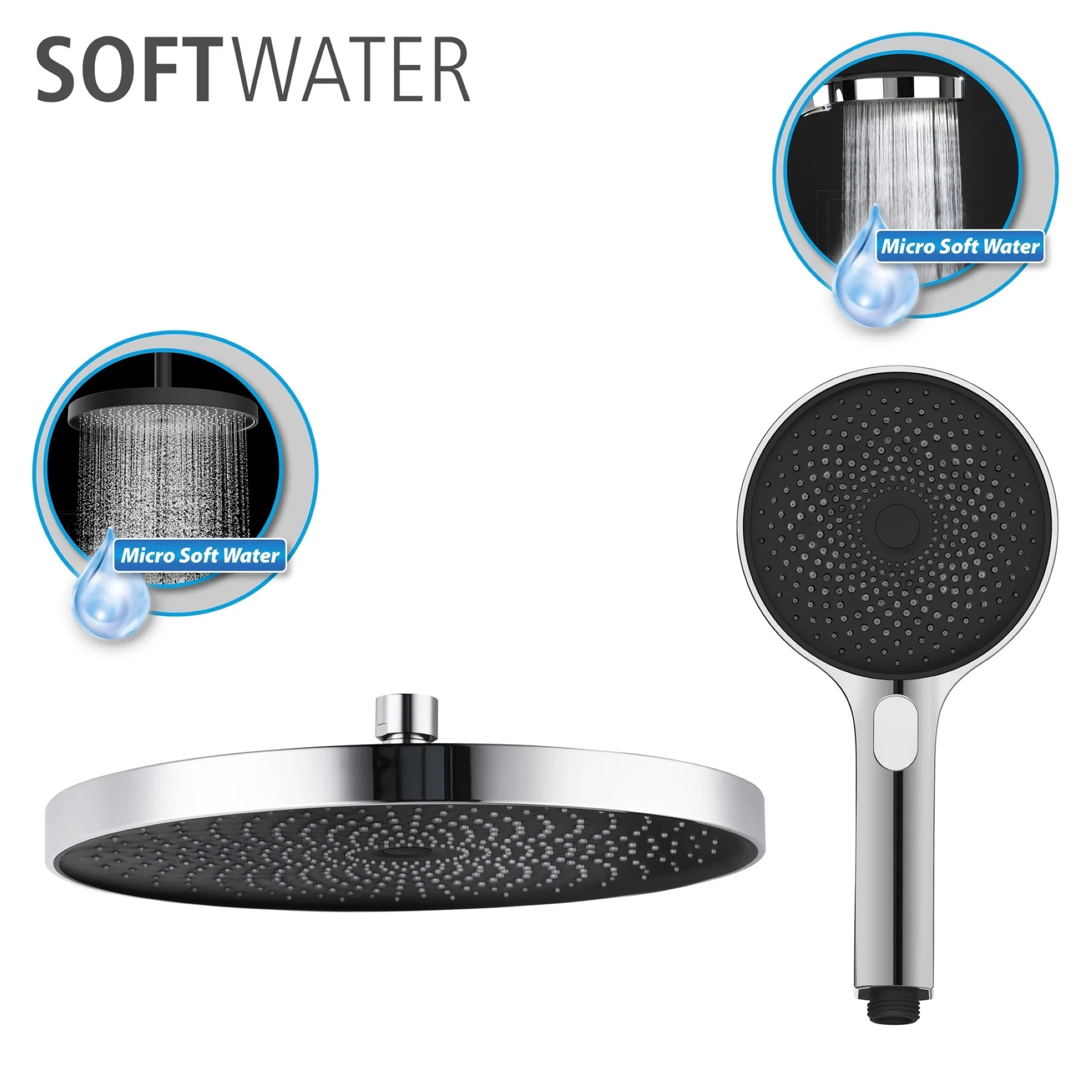 WENKO SOFTWATER Duschsystem, Chrom/Grau