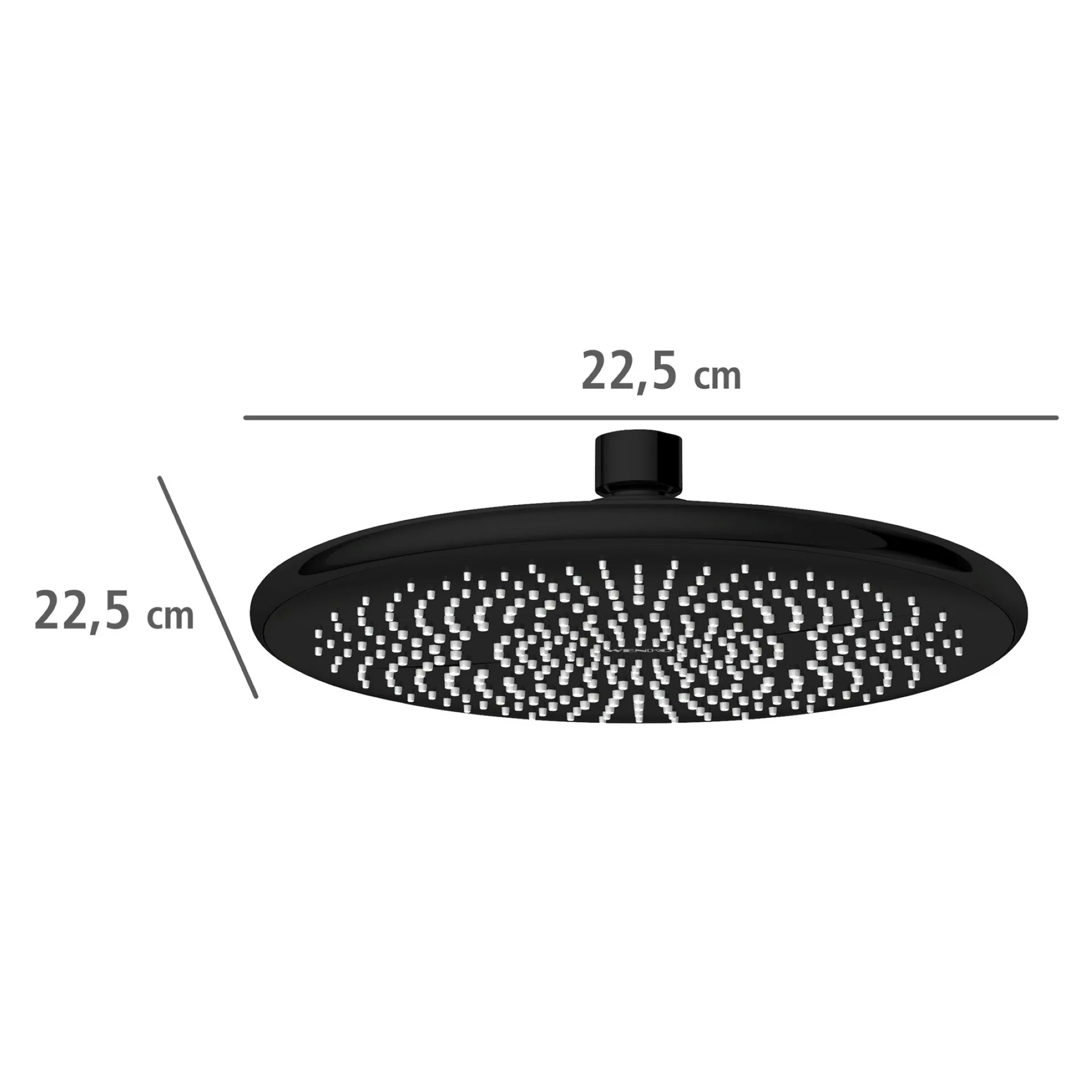 WENKO Duschkopf Regendusche Ø 22,5 cm, Schwarz, mit Wassersparsystem, 3 verschiedene Wasserstrahlarten