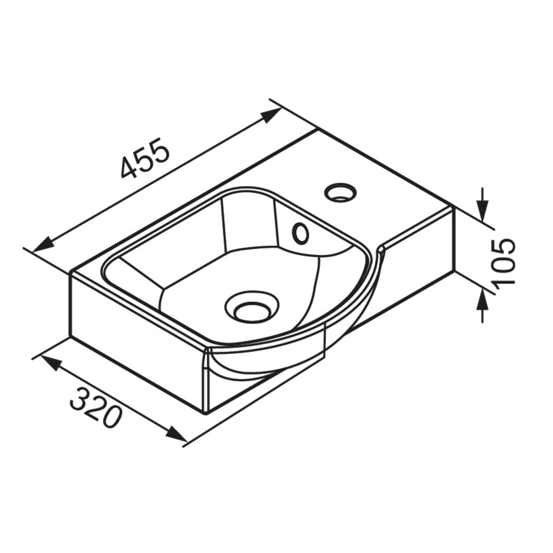 LANZET K3 Gäste WC Waschtisch Set 45 cm breit, Anthrazit, Waschbecken Keramik Weiß, Türanschlag rechts