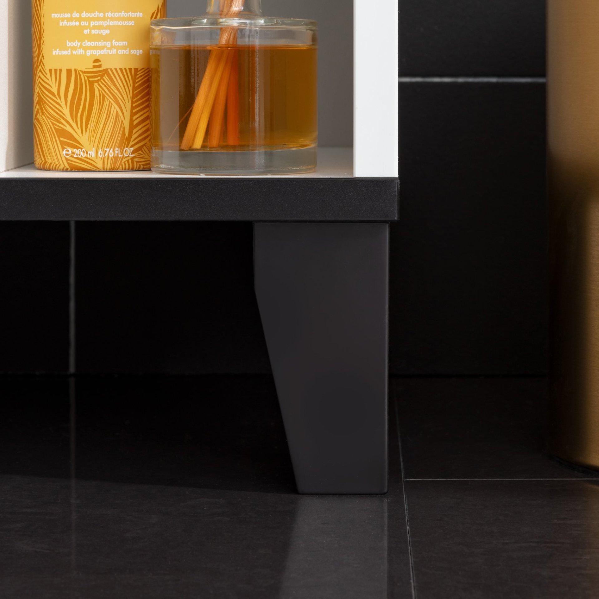 Fackelmann TE-A Waschtischunterschrank 60 cm breit mit Füßen, Braun hell