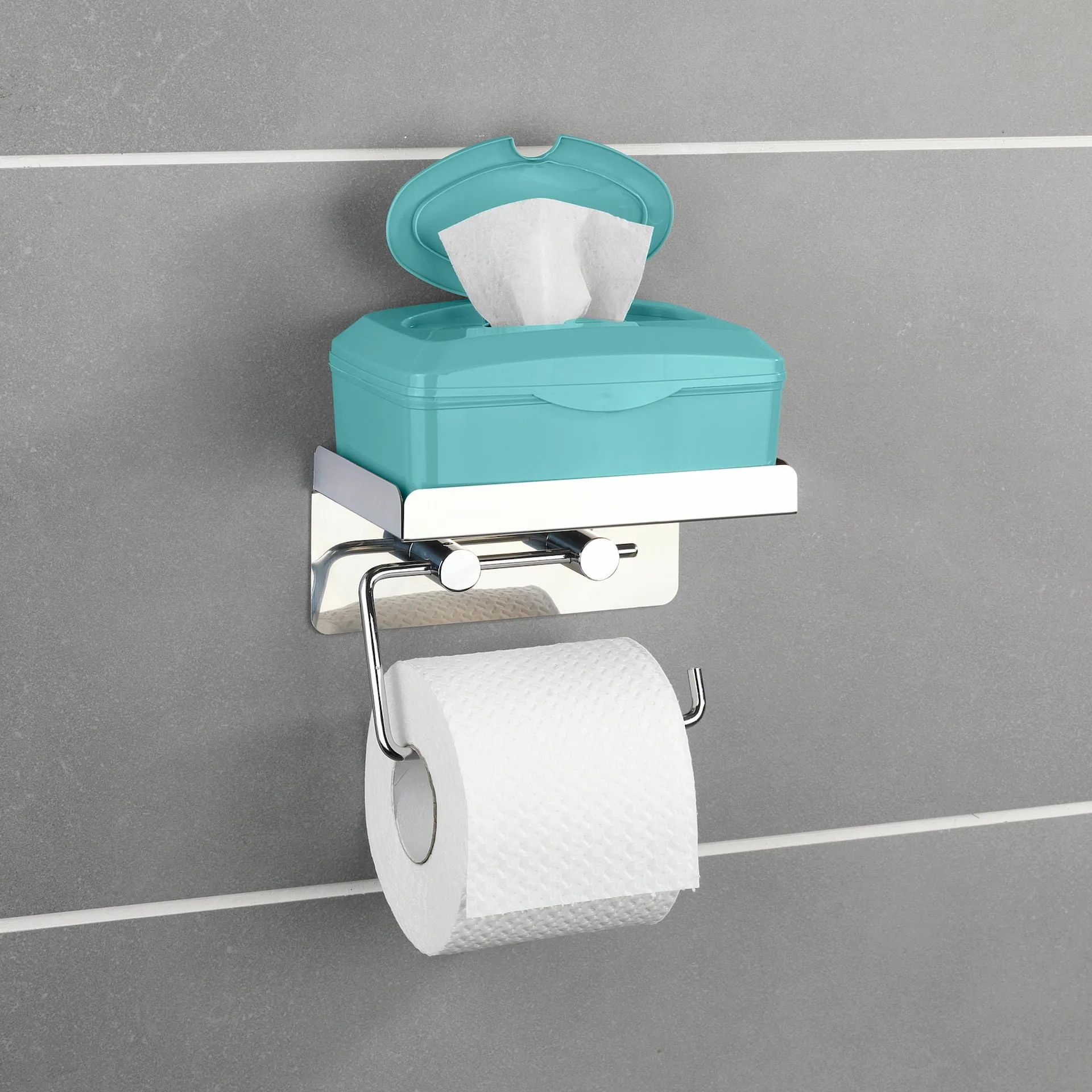 WENKO Toilettenpapierhalter 2 in 1, mit Ablage, Edelstahl rostfrei