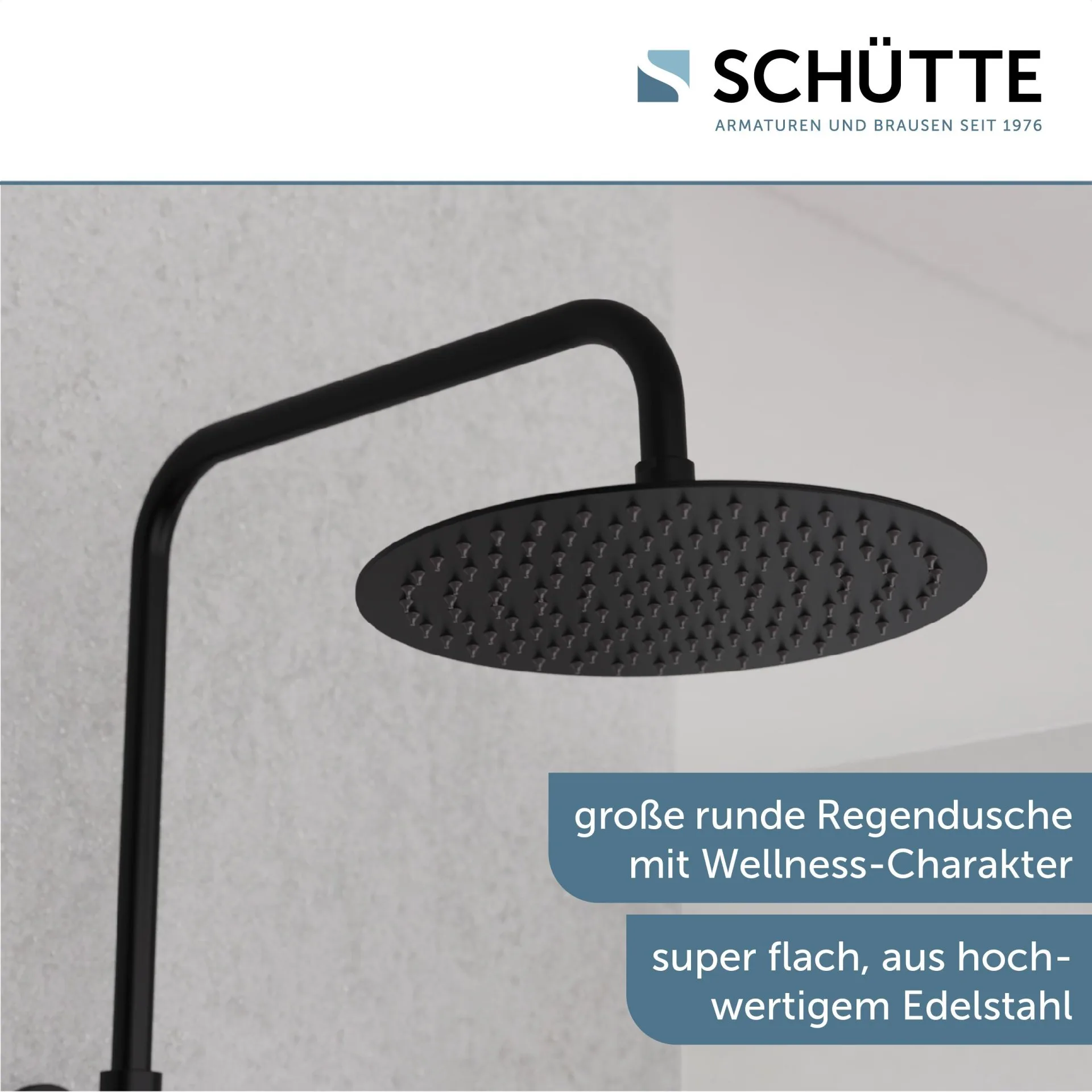 SCHÜTTE AQUADUCT Überkopf-Brauseset, Schwarz matt, mit Duschthermostat