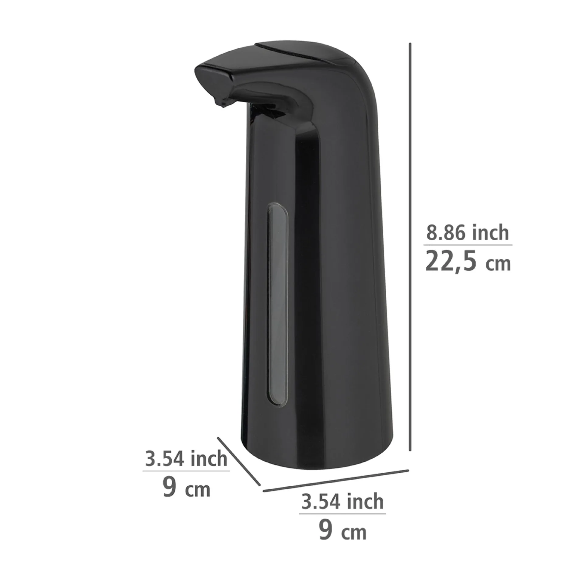 WENKO LARINO Seifenspender 400 ml, Schwarz, Desinfektionsmittelspender, mit Infrarot