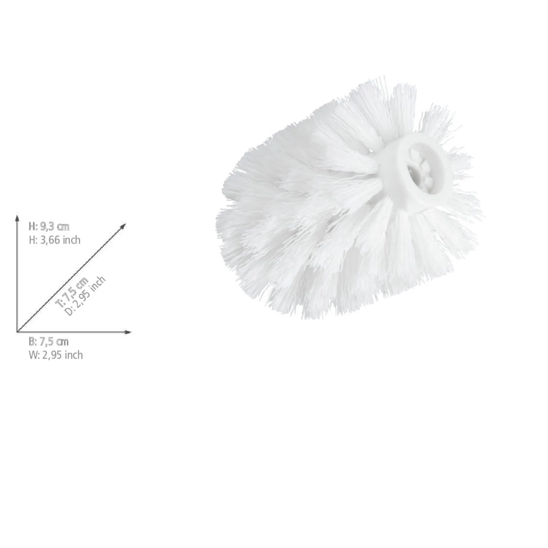 WENKO Ersatzbürstenkopf Ø 7,5 cm, 4er Set Weiß, Kunststoff