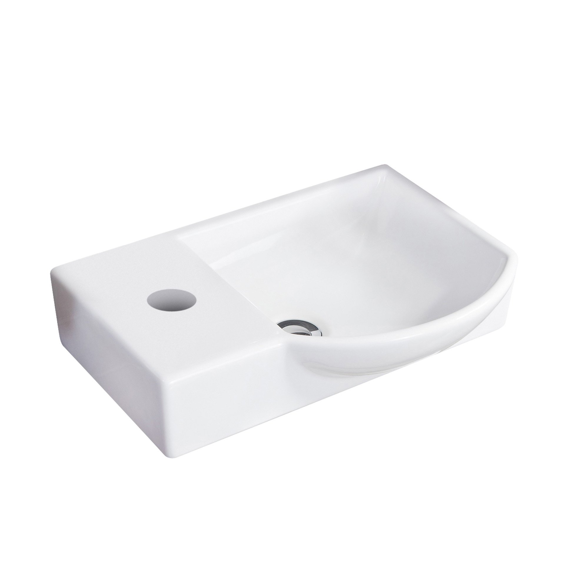 Fackelmann SBC STANFORD Gäste WC Set 2-teilig 45 cm, Braun hell, rechts, Keramik Hahnloch links