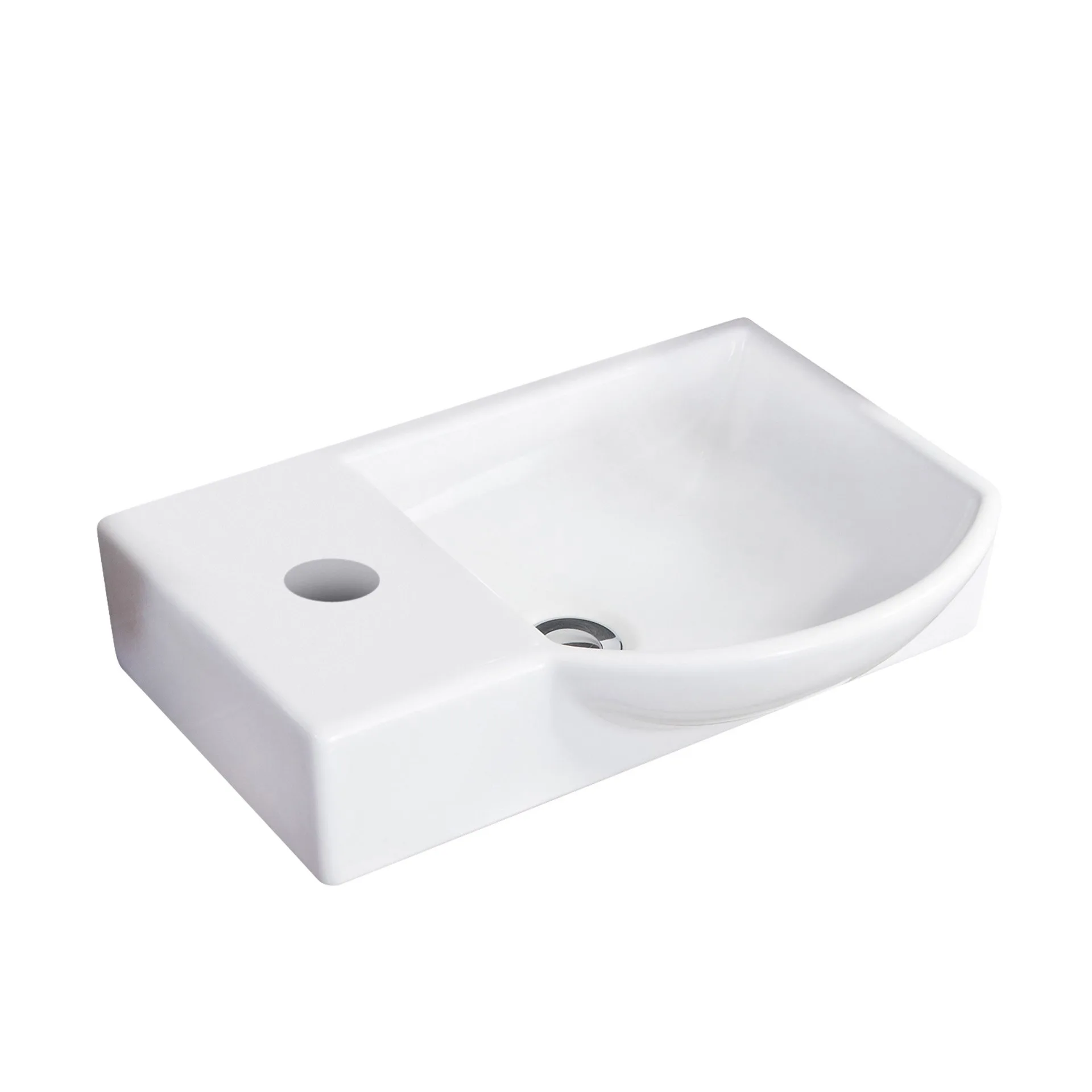 FACKELMANN SBC STANFORD Gäste WC Waschtisch Set 45 cm breit, Braun hell, Waschbecken Keramik Weiß, Türanschlag rechts