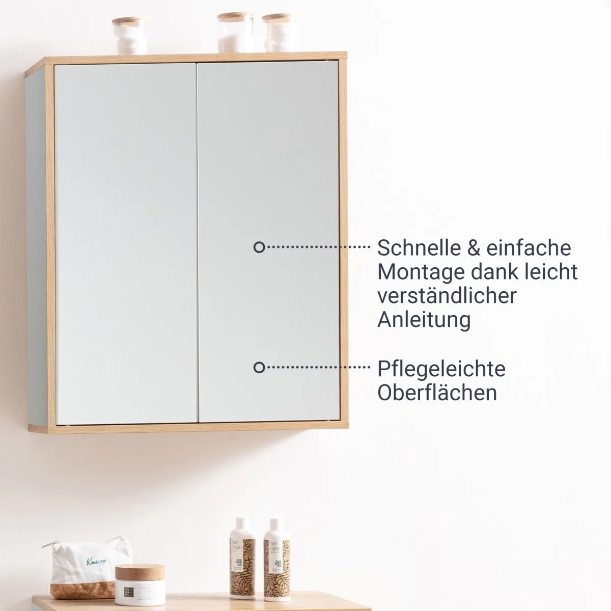 FACKELMANN FINN Doppel Hängeschrank 60 cm breit, Braun hell/Weiß