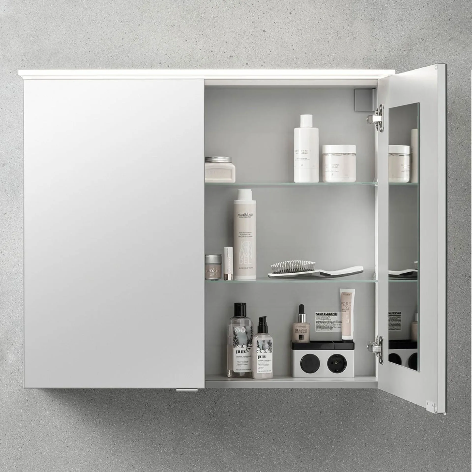 FACKELMANN B.PERFEKT Waschtisch Set mit Spiegelschrank 82 cm breit, Weiß, Waschbecken Keramik