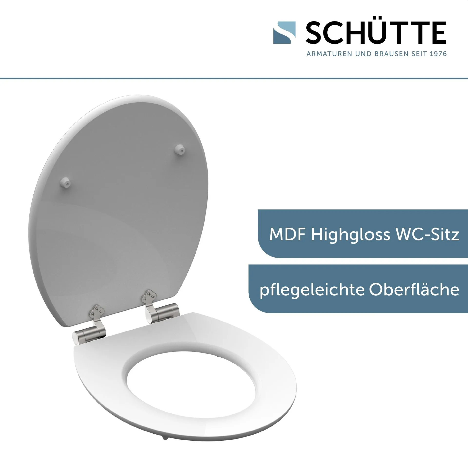 SCHÜTTE GREY STEEL WC-Sitz, MDF HG, Grau mit Absenkautomatik