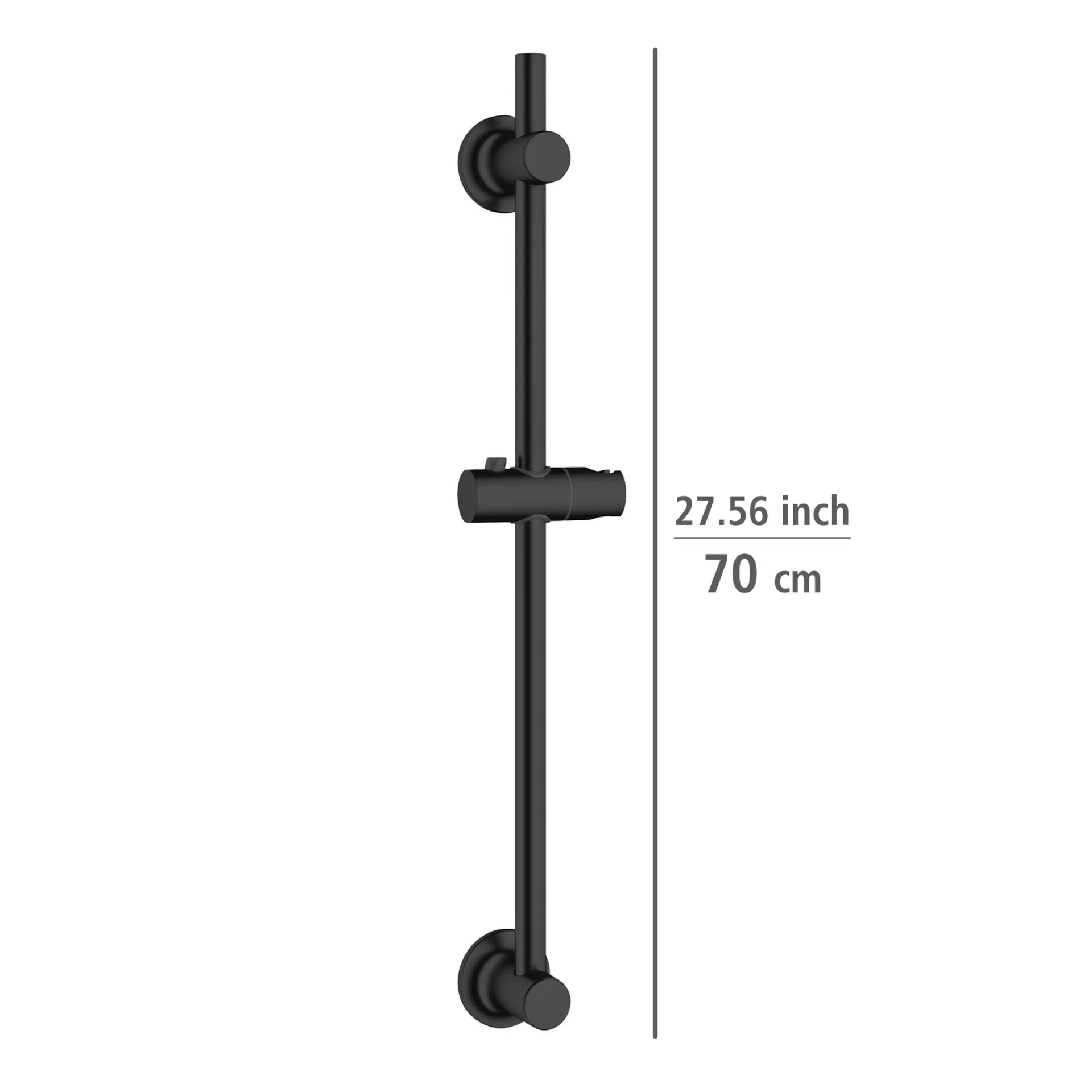 WENKO Duschstange 70 cm, Schwarz, Befestigen ohne Bohren