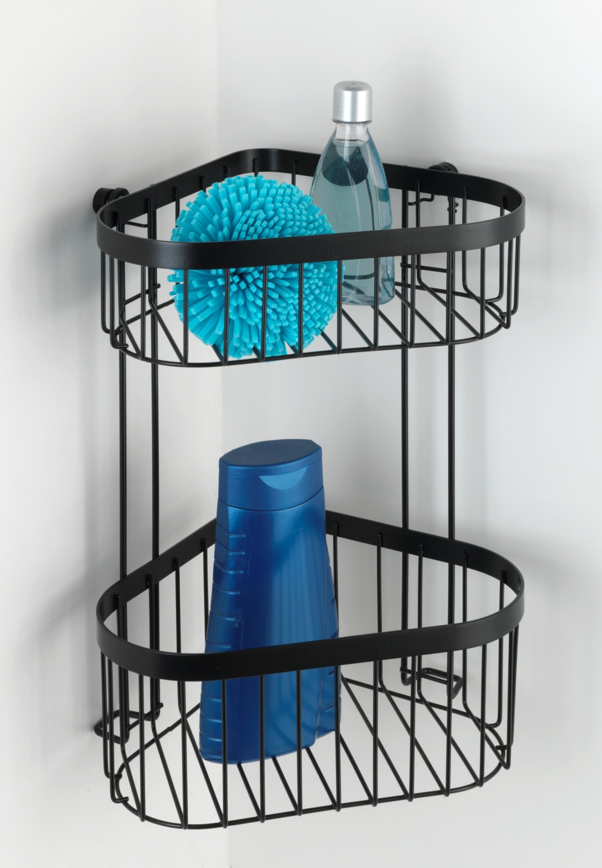 WENKO CLASSIC PLUS Dusch Eckablage, Schwarz, 2 Etagen