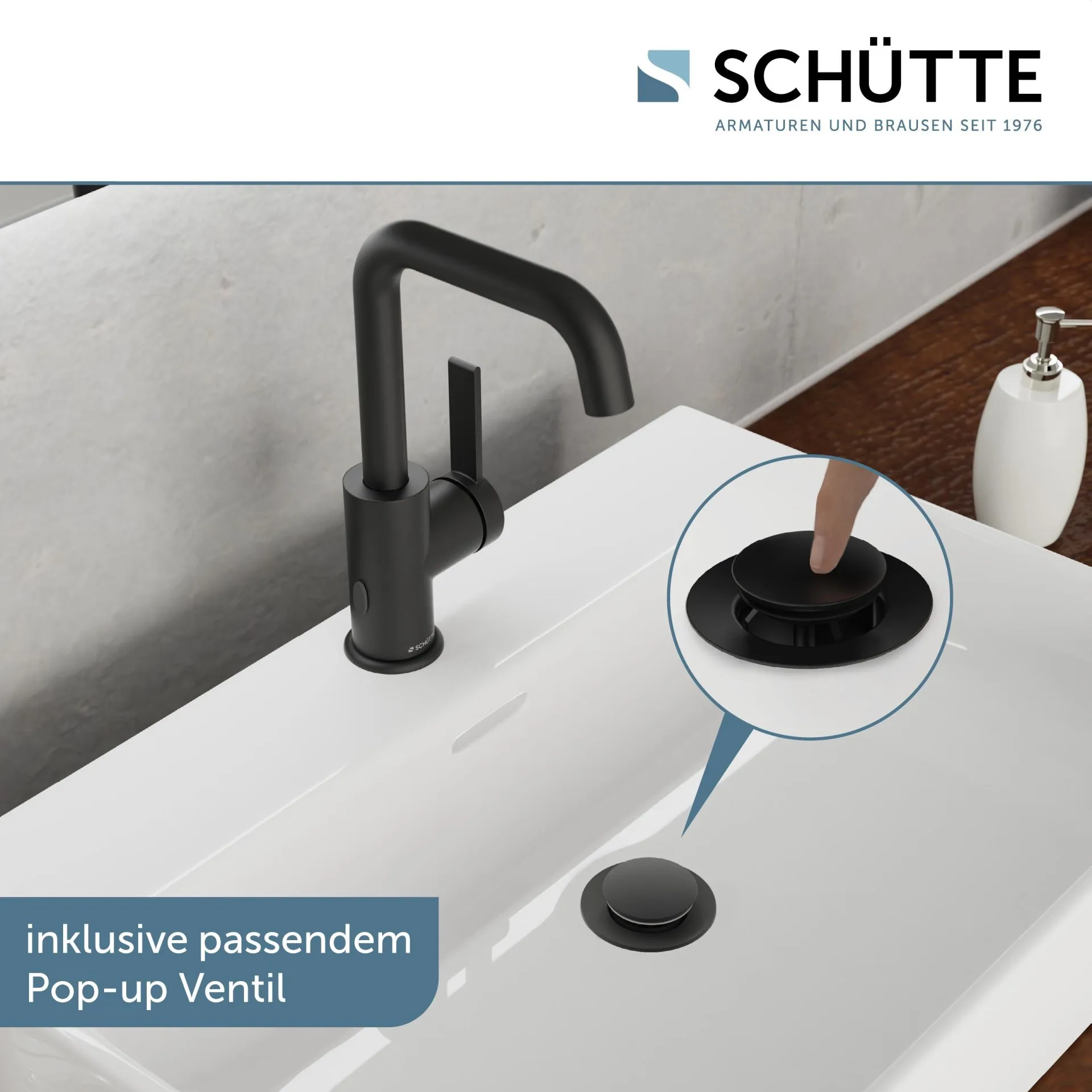 SCHÜTTE LOS ANGELES Waschtischarmatur, Schwarz matt, schwenkbar