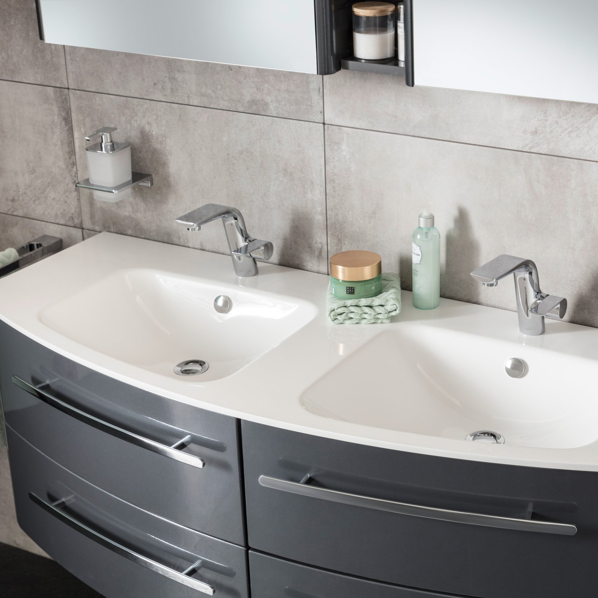 CLASSICO Doppel-Waschtisch  Mineralguss  weiß, 139 cm