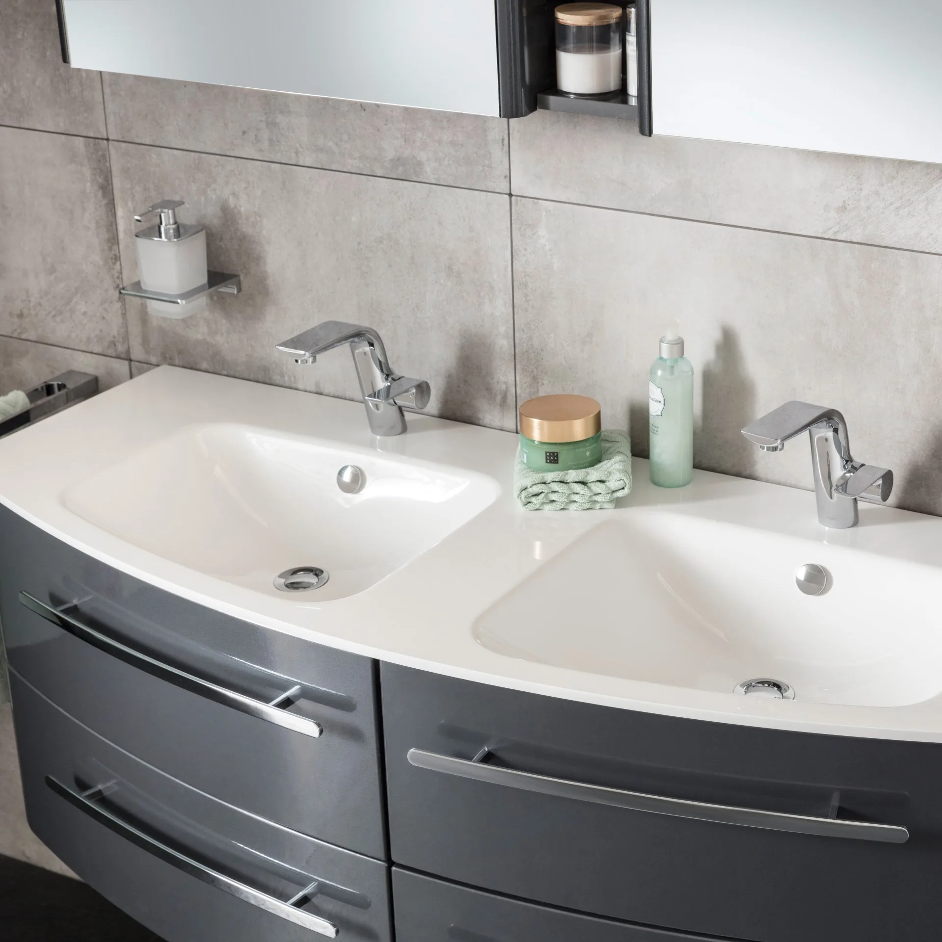 CLASSICO Doppel-Waschtisch  Mineralguss  weiß, 139 cm