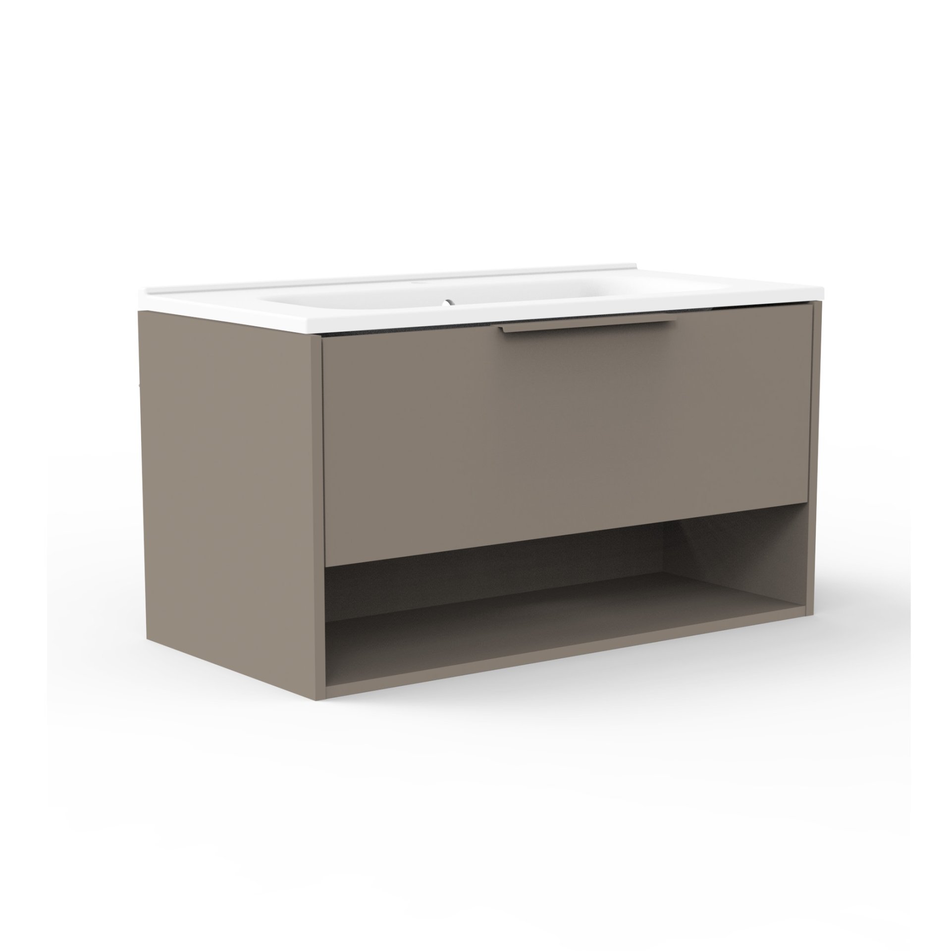 Fackelmann B.PARIS Badmöbel Set 2-teilig 90 cm breit, Grau, Gussmarmor