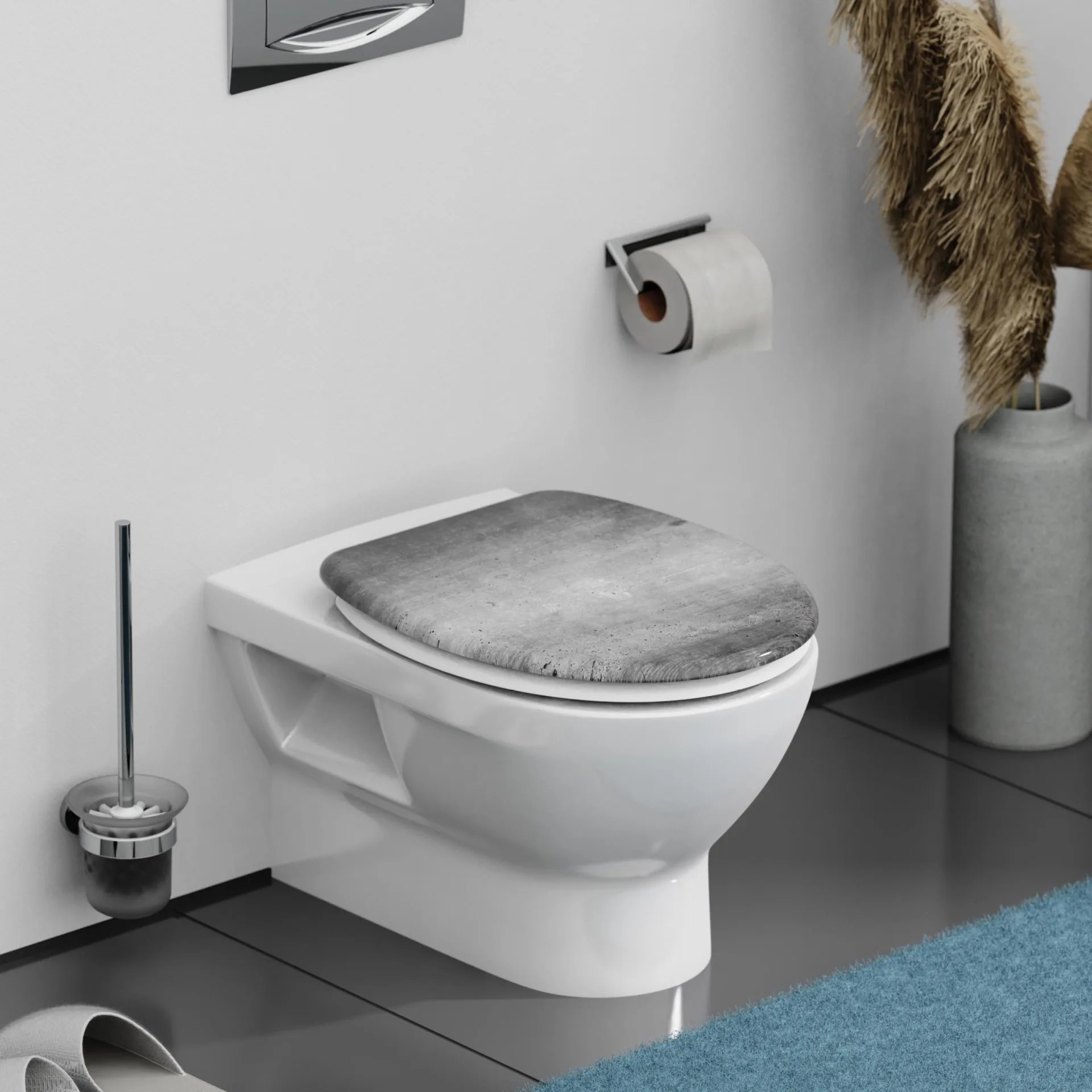 SCHÜTTE INDUSTRIAL GREY WC-Sitz, Kunststoff, mit Absenkautomatik
