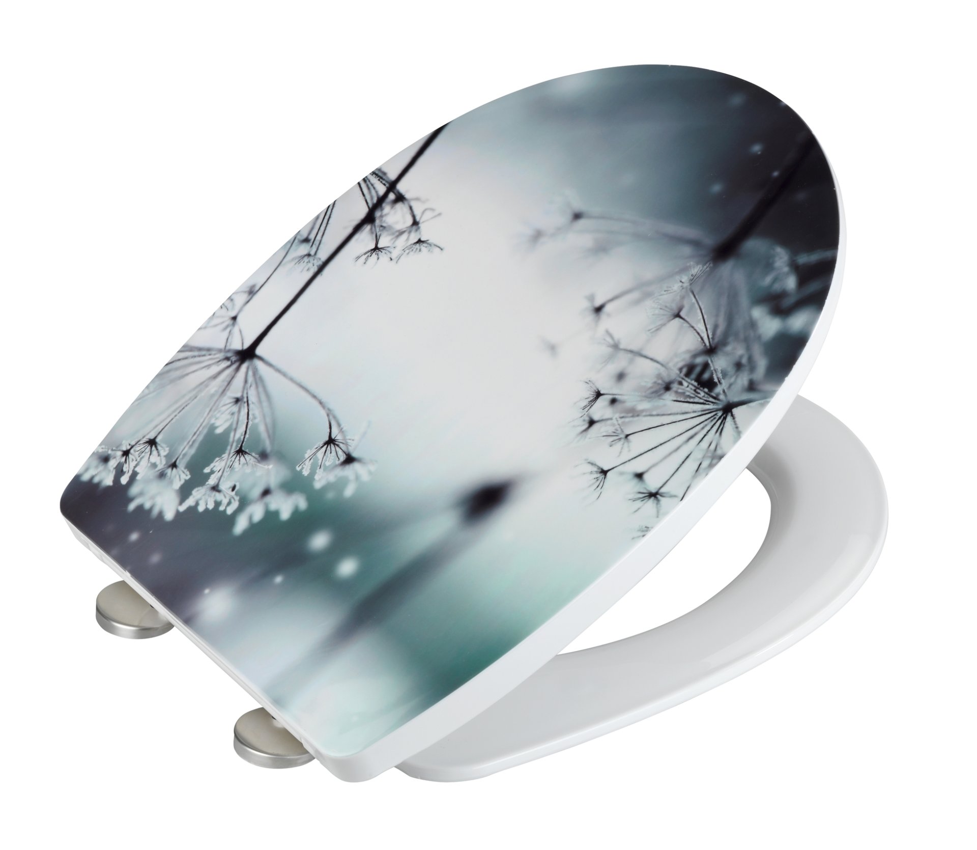 WENKO POLAR WC-Sitz, Weiß/Blau, Hochglanz, 350 kg Tragkraft, mit Absenkautomatik