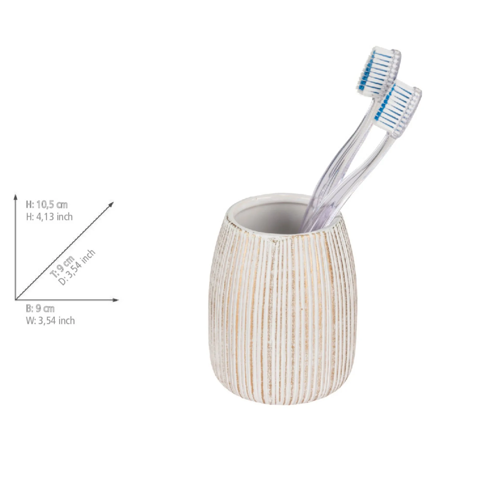 WENKO PASCOLI Accessoire Set, Weiß/Gold, Zahnputzbecher, Seifenspender, Keramik