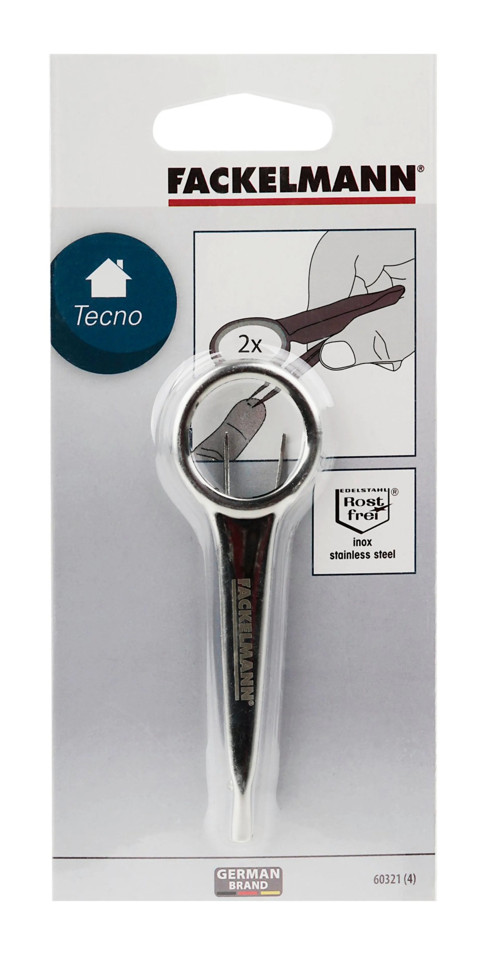 Fackelmann Pinzette mit Lupe 9,5 cm