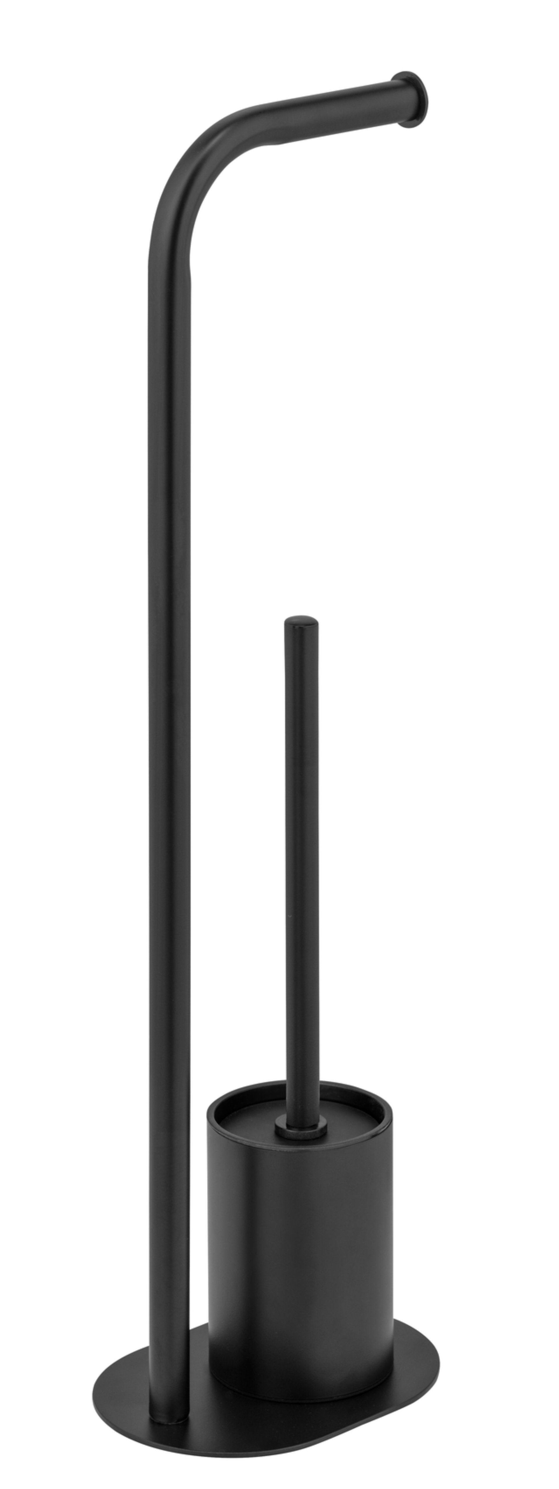 WENKO LEVANTE WC-Garnitur, Schwarz, mit Toilettenpapierhalter, stehend