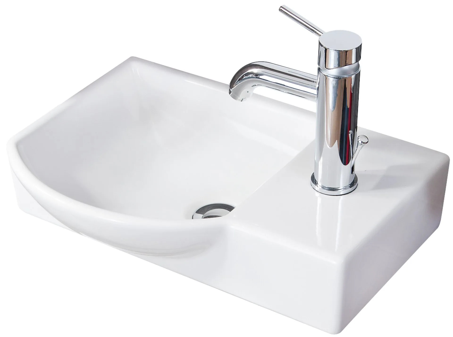 FACKELMANN Waschbecken 45 cm breit, Weiß, Keramik, Hahnloch rechts