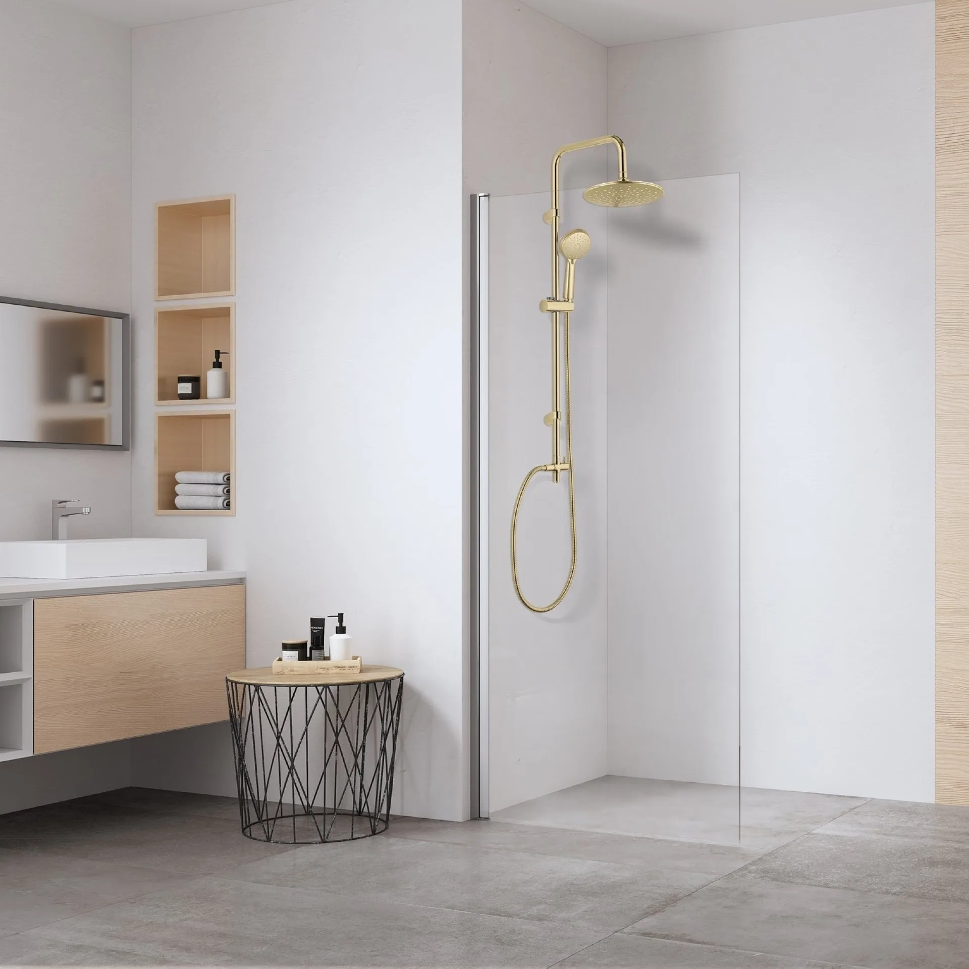 WENKO YOUNG Duschsystem, Gold, 3 verschiedene Wasserstrahlarten