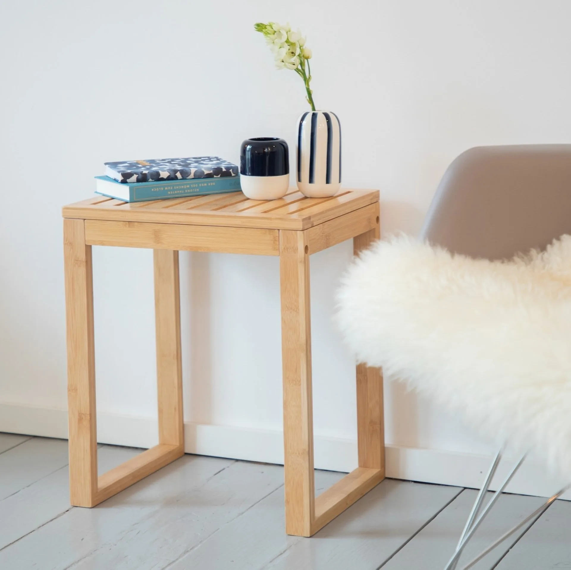 WENKO BAMBOO Badhocker, Braun, aus Bambus