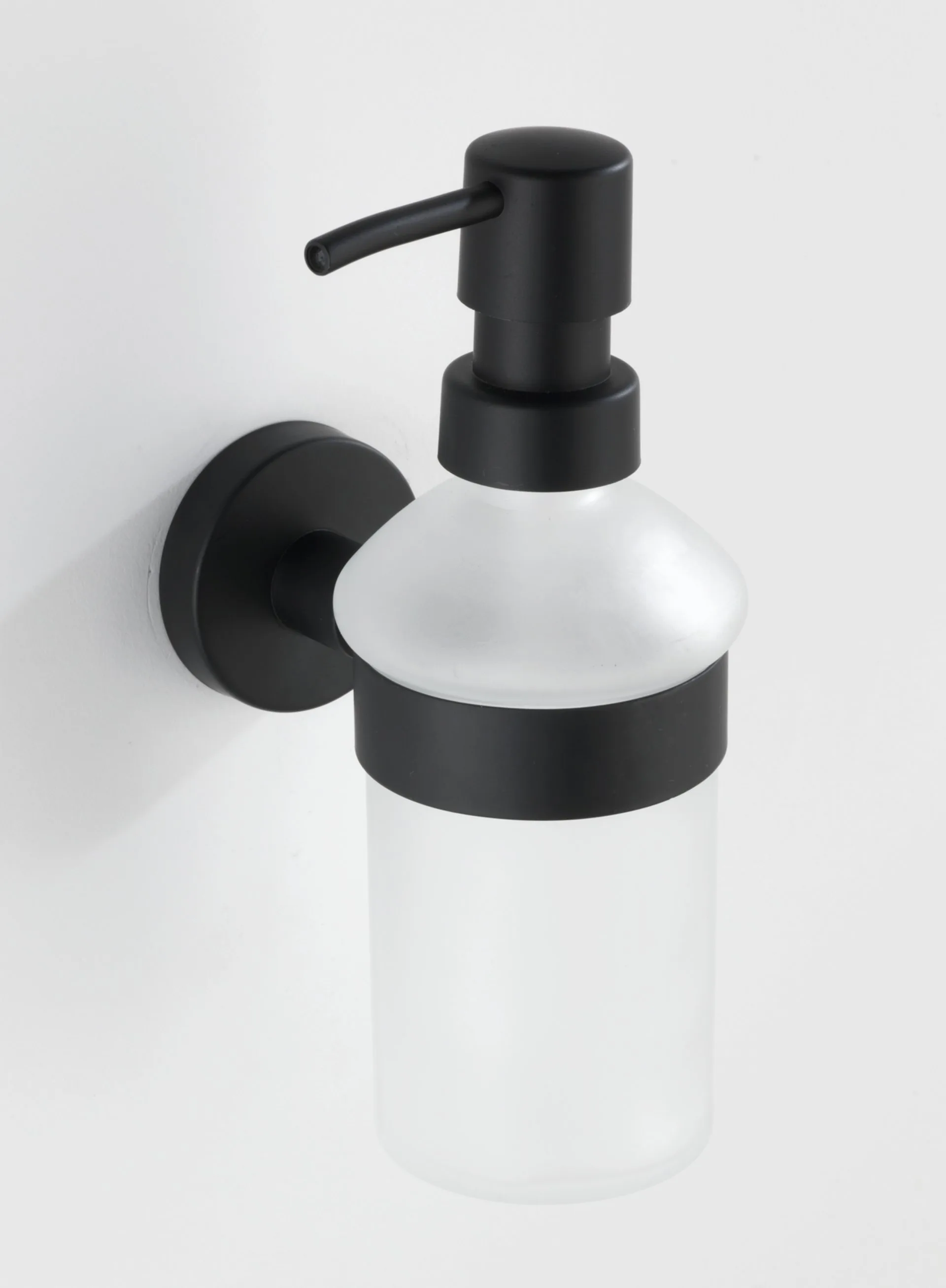 WENKO BOSIO Seifenspender 200 ml, Schwarz matt, Edelstahl rostfrei